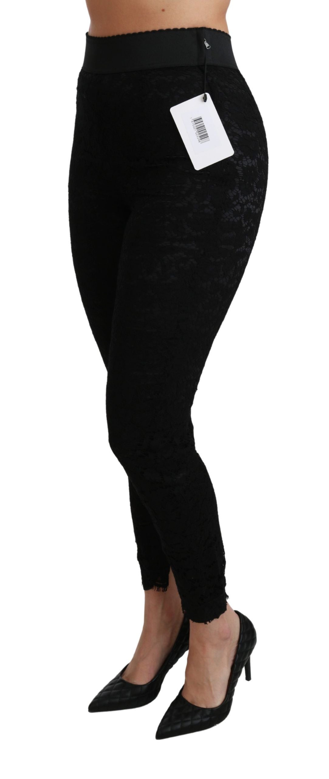 Dolce & Gabbana Pantaloni eleganți din dantelă cu talie înaltă