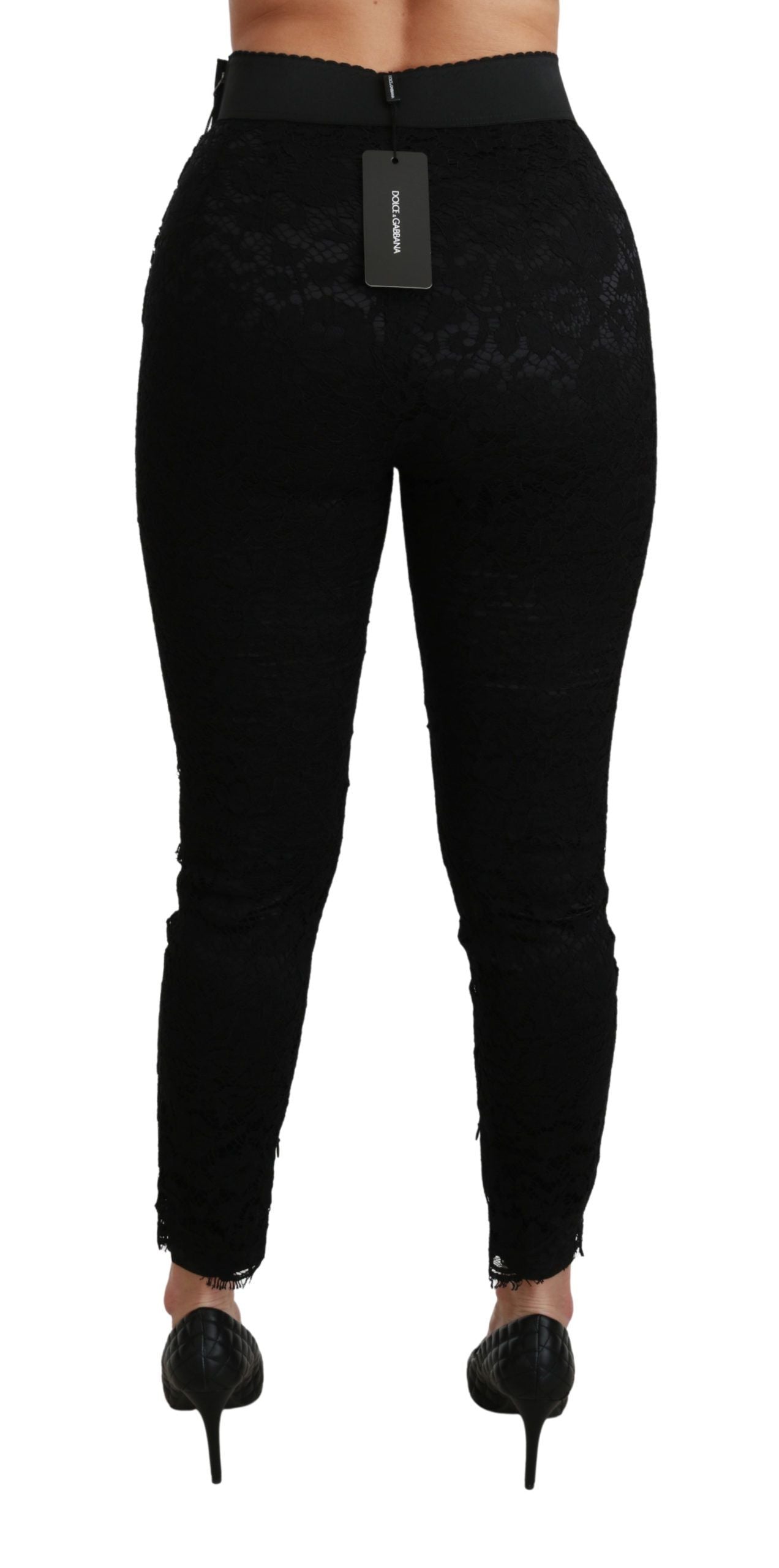 Dolce & Gabbana Pantaloni eleganți din dantelă cu talie înaltă