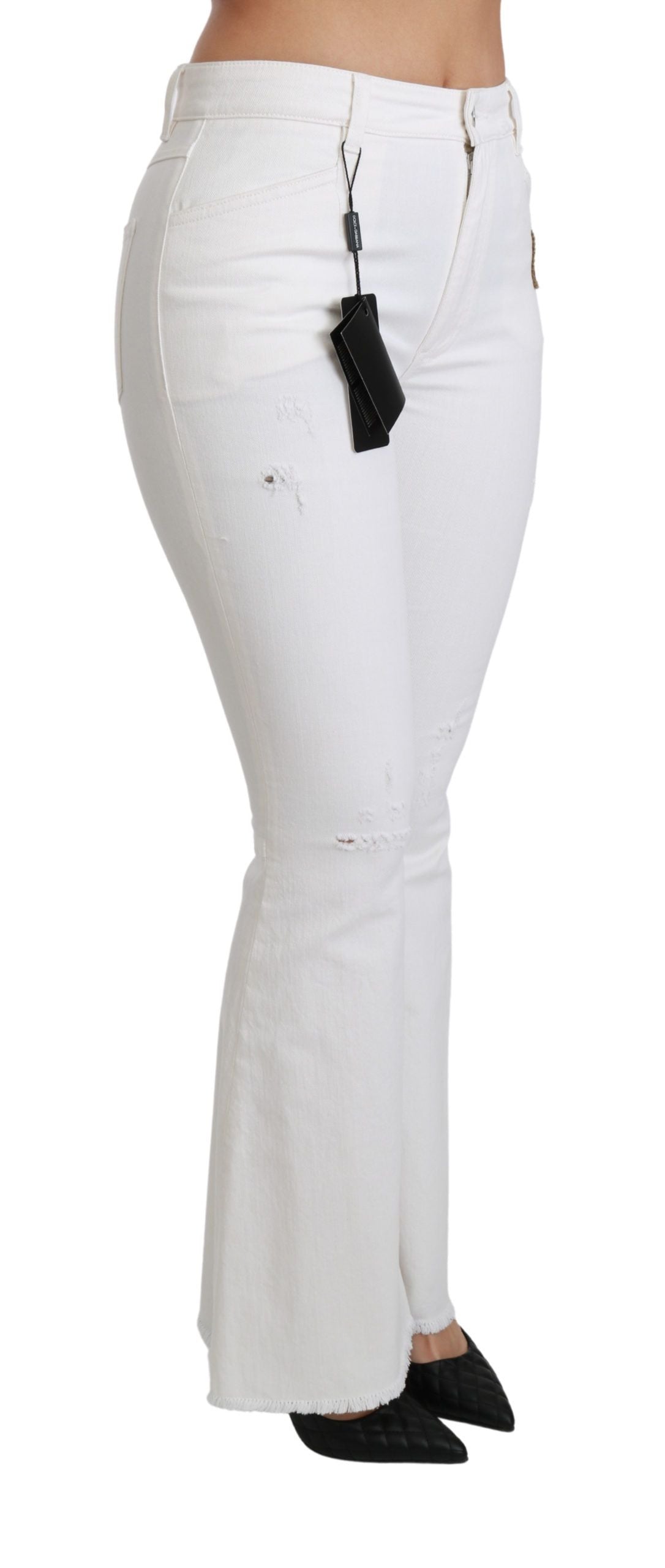 Dolce & Gabbana – Schicke, ausgestellte Hose mit Stickereien und mittlerer Taille