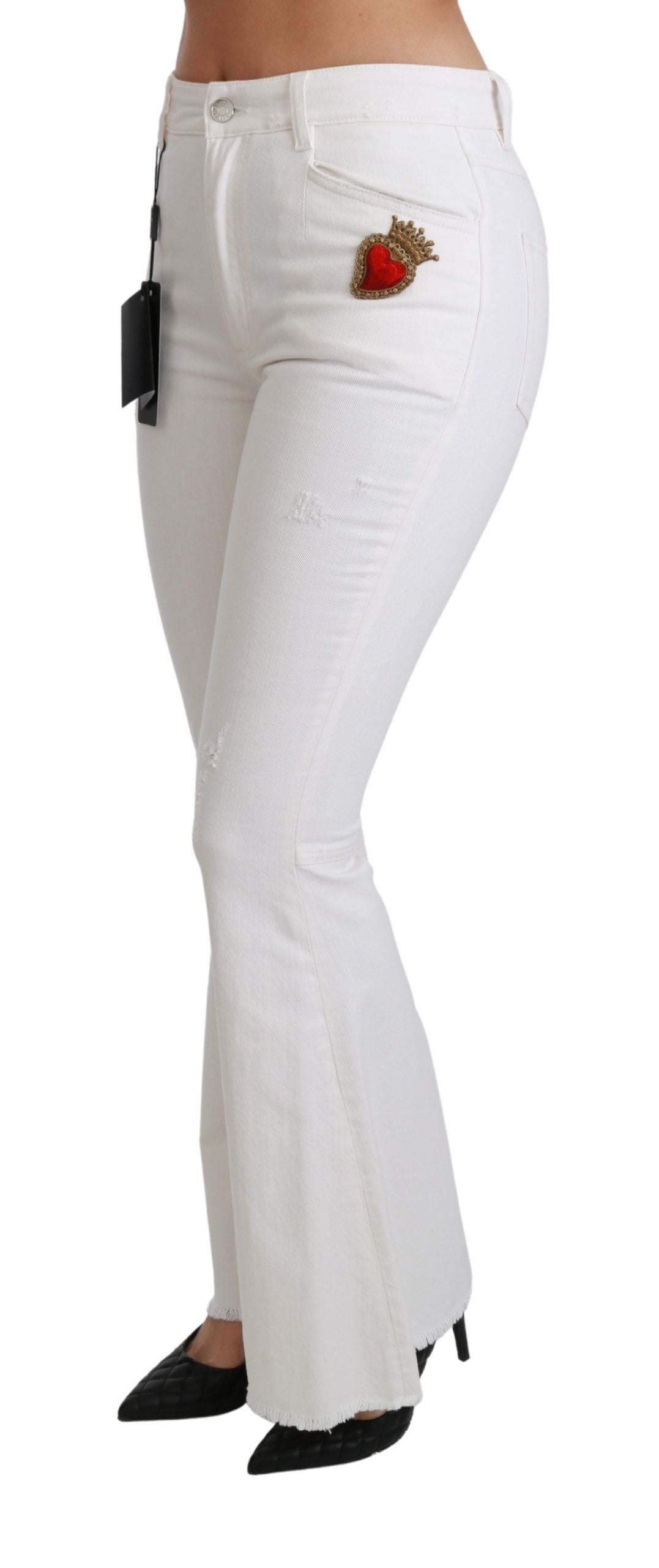 Dolce & Gabbana – Schicke, ausgestellte Hose mit Stickereien und mittlerer Taille