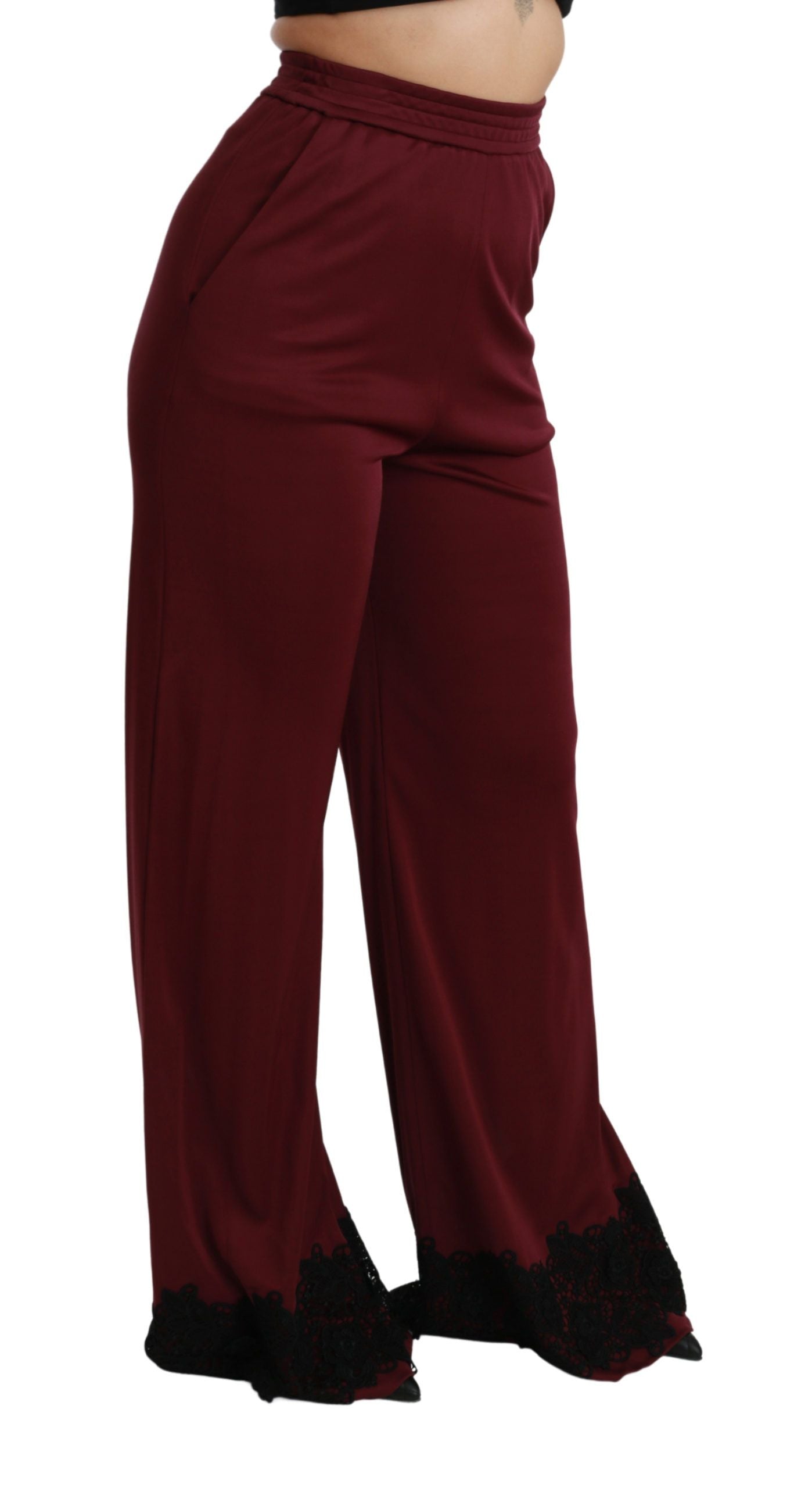 Dolce & Gabbana – Elegante kastanienbraune Hose mit hoher Taille und weitem Bein