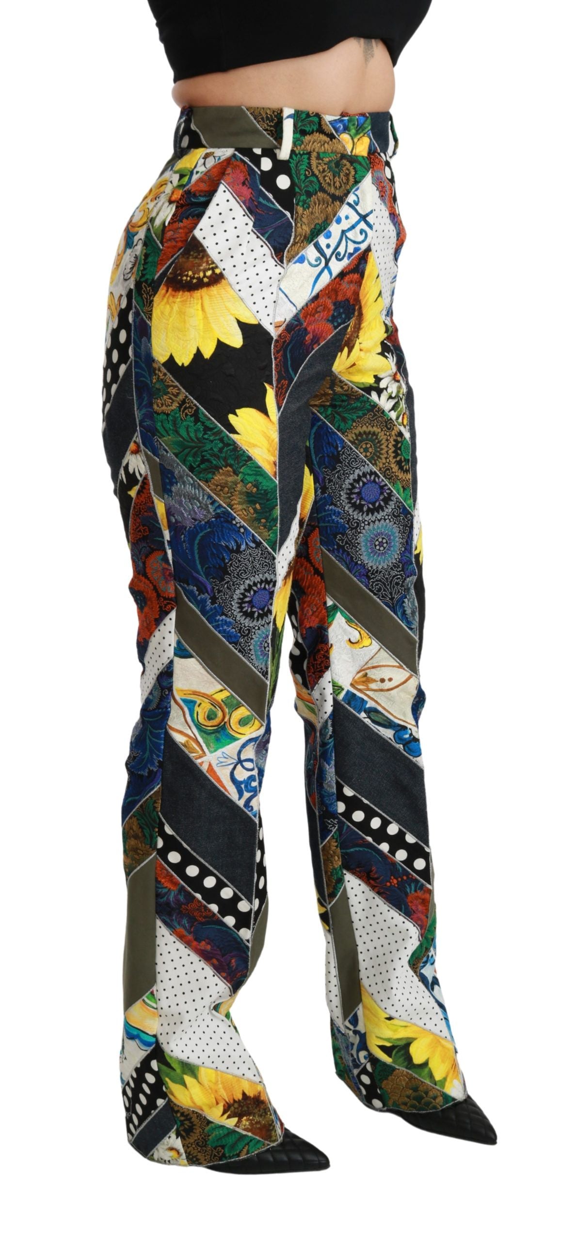 Dolce & Gabbana Pantaloni drepți eleganți cu talie înaltă, multicolori