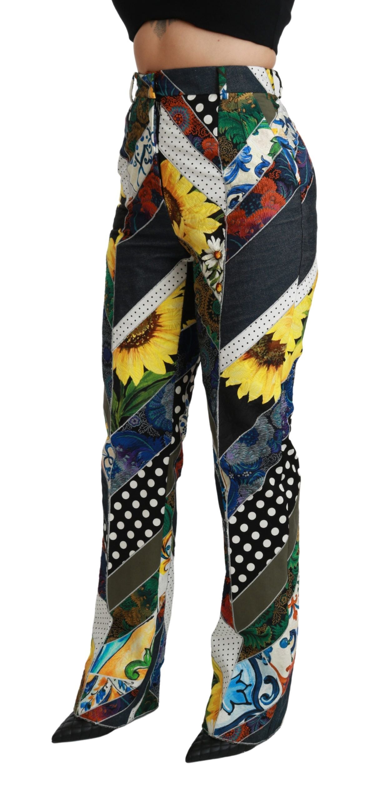 Dolce & Gabbana Pantaloni drepți eleganți cu talie înaltă, multicolori
