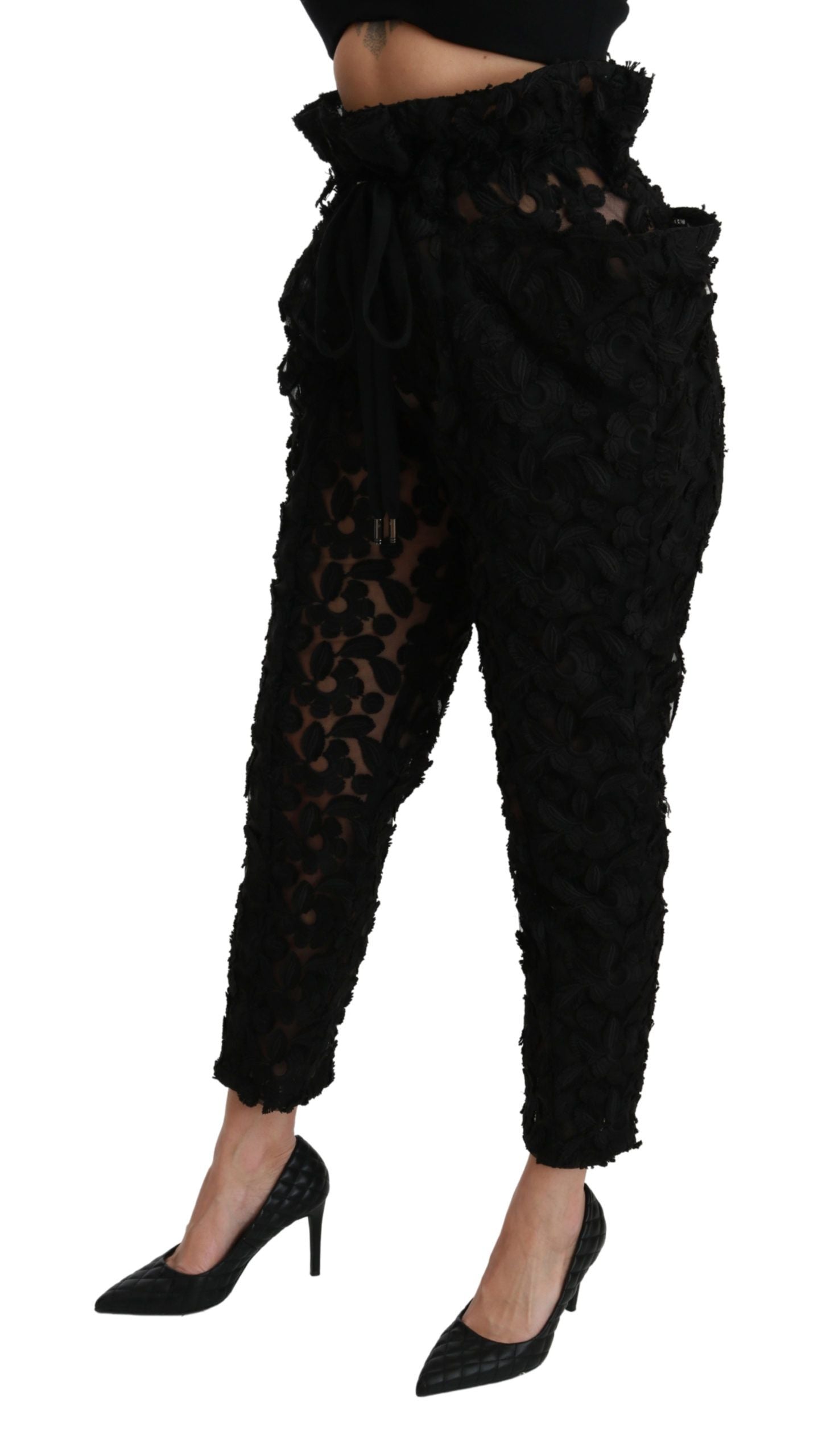 Dolce & Gabbana Schicke konische Spitzenhose mit hoher Taille