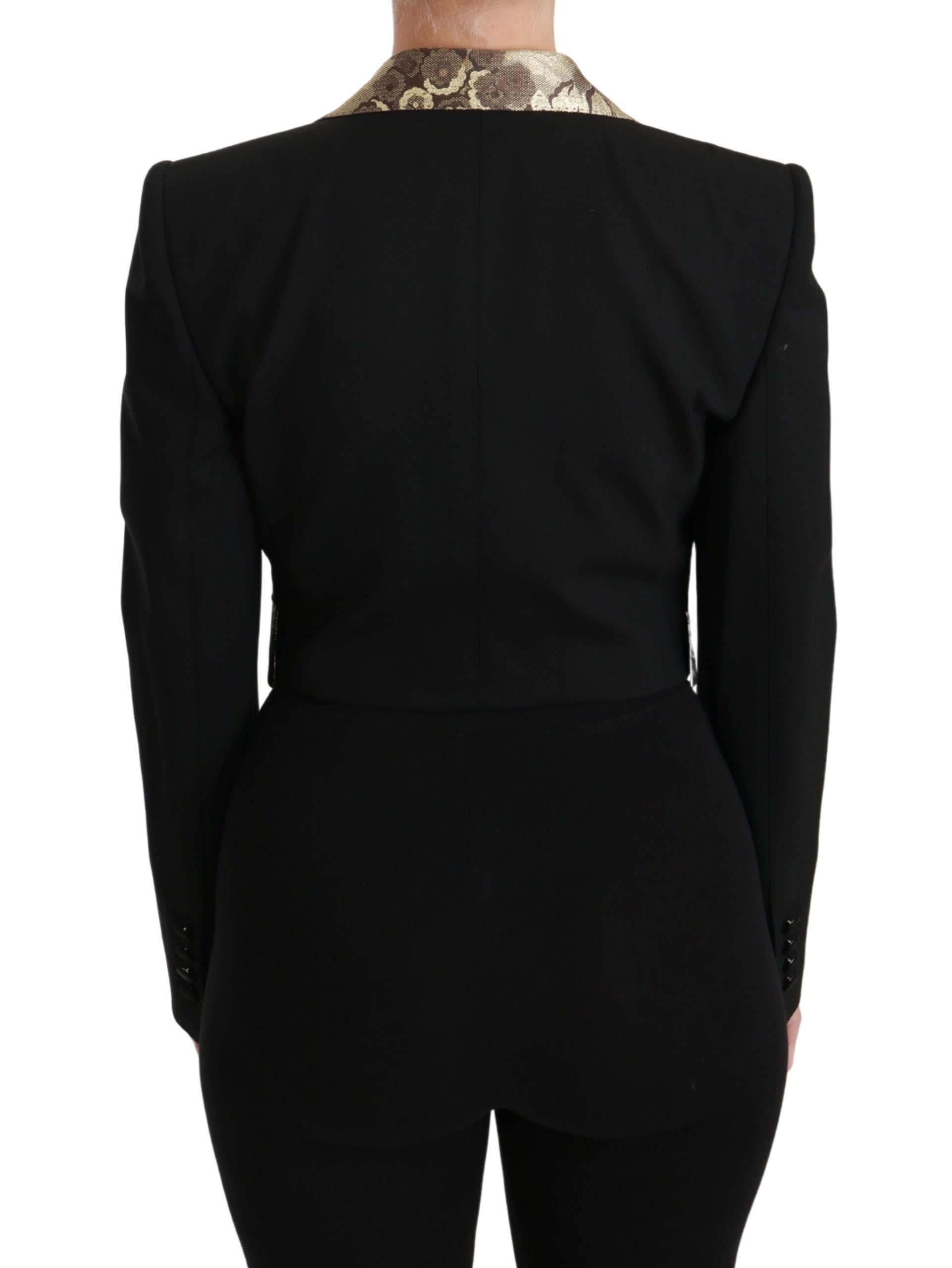 Dolce & Gabbana – Opulentes Ensemble aus Jacke und Weste mit Blumenmuster in Schwarz und Gold