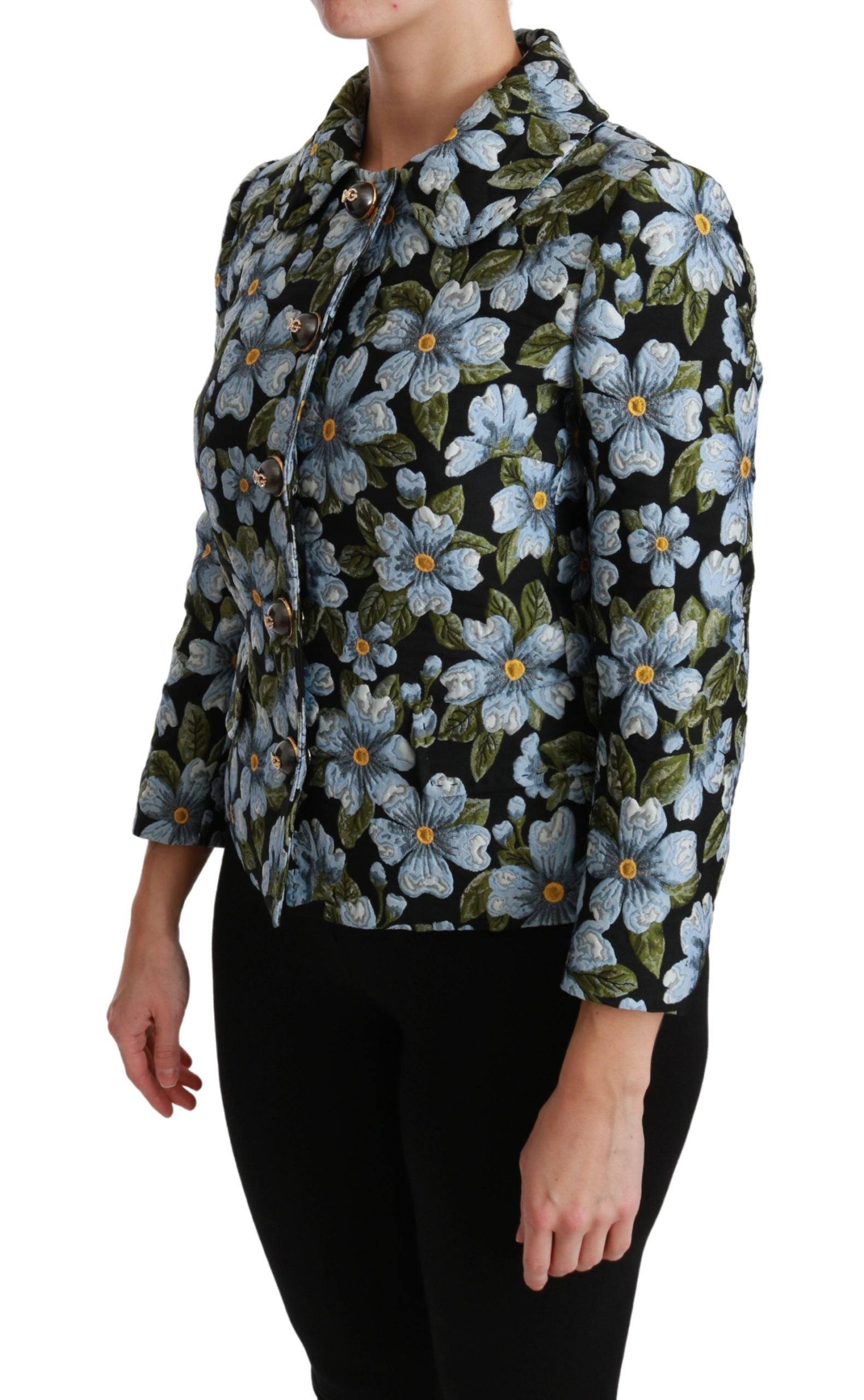 Dolce & Gabbana Eleganter Blazer-Mantel aus Brokat mit Blumenmuster