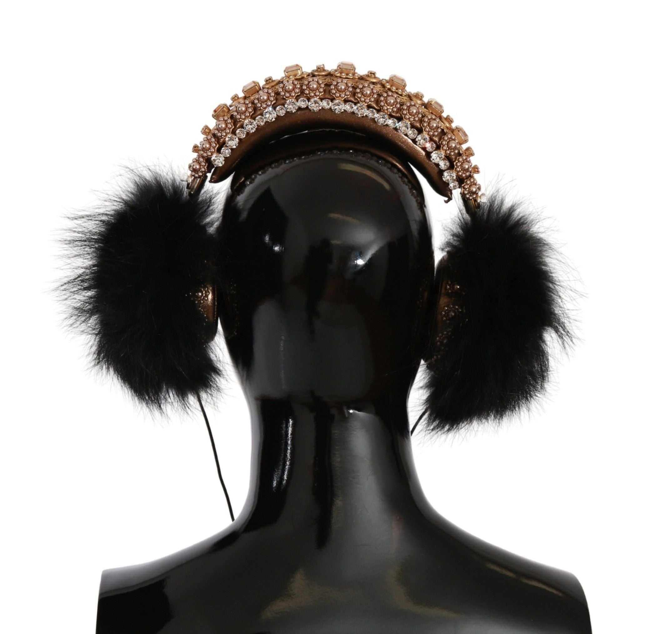 Căști Dolce & Gabbana cu cristale aurii și negre