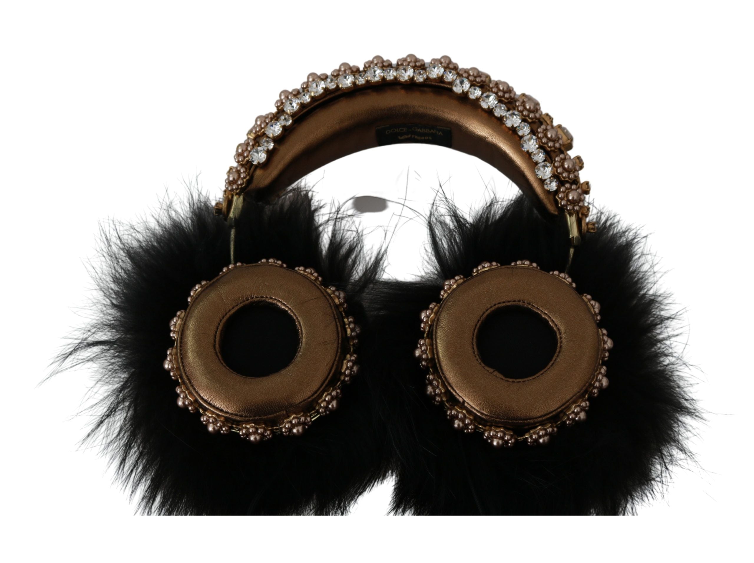 Căști Dolce & Gabbana cu cristale aurii și negre