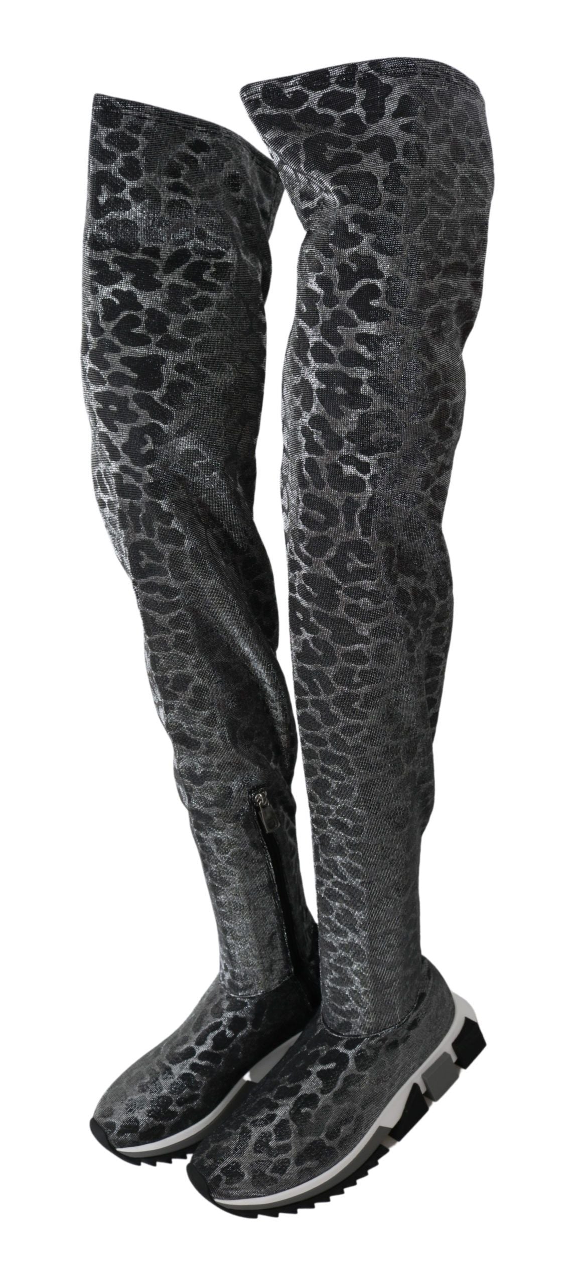 Dolce & Gabbana Elegante Leoparden-Booties über dem Knie