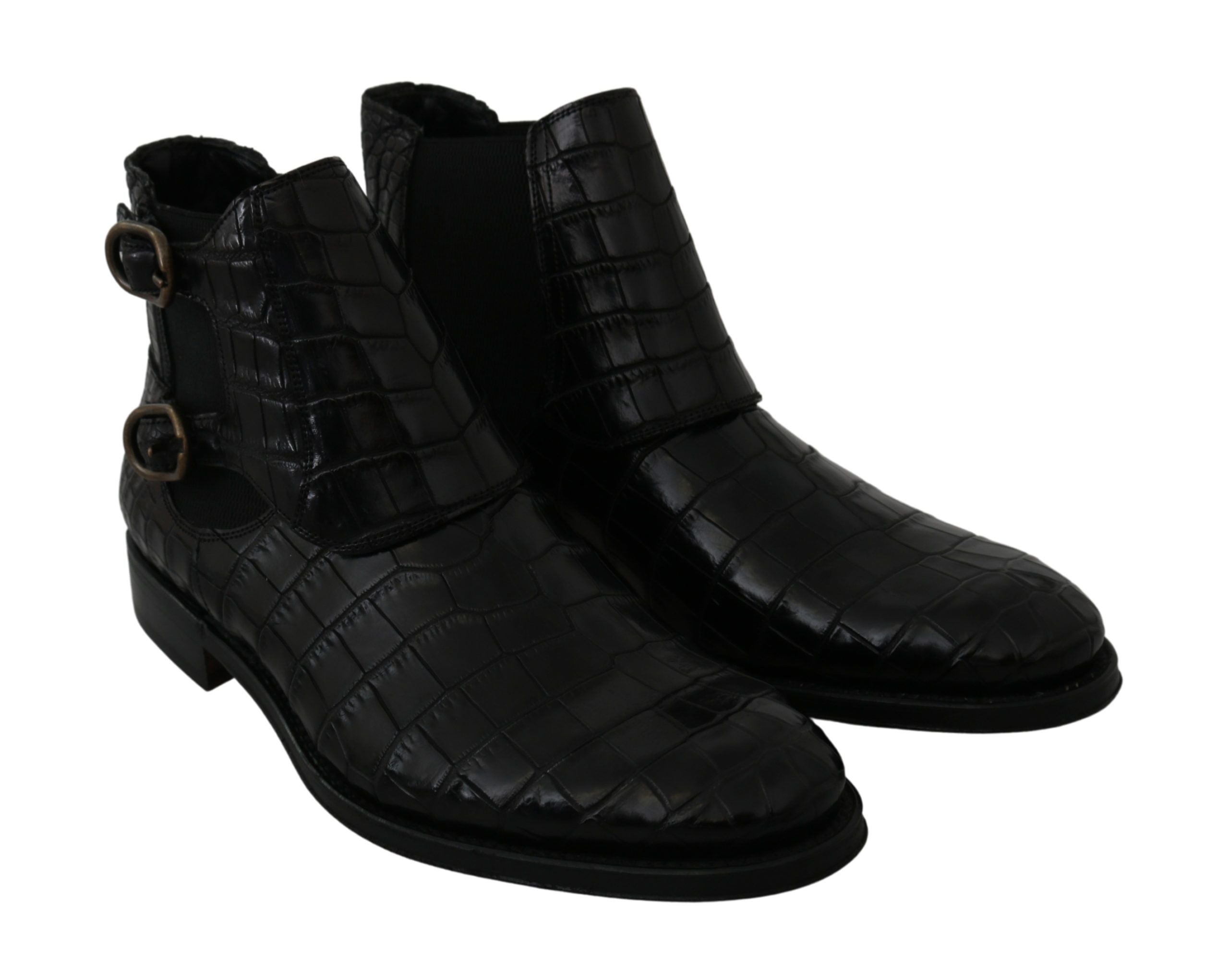 Dolce & Gabbana Elegante Derby-Brogue-Stiefel aus exotischem Leder