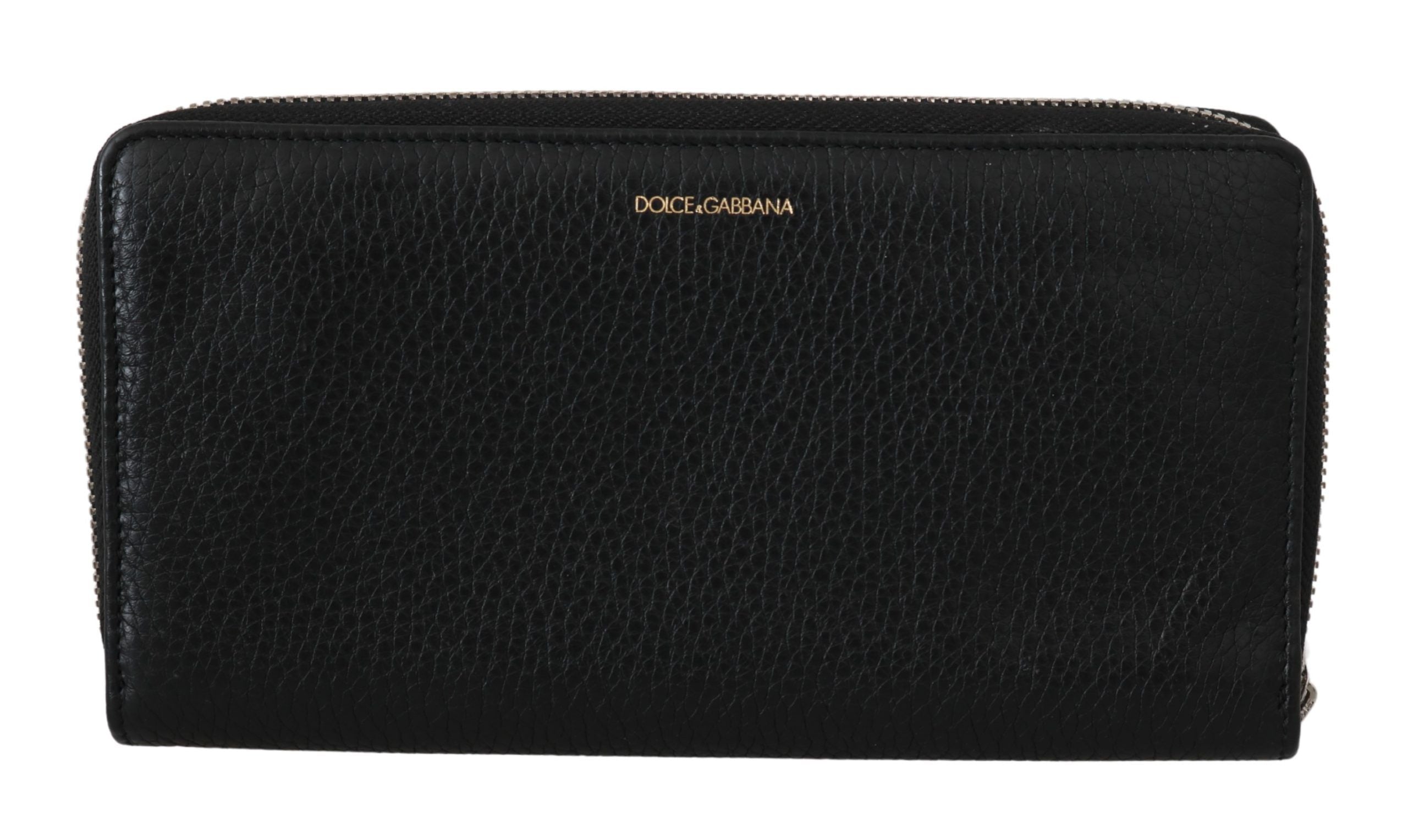 Dolce & Gabbana Elegante schwarze Continental-Geldbörse aus Leder mit Reißverschluss