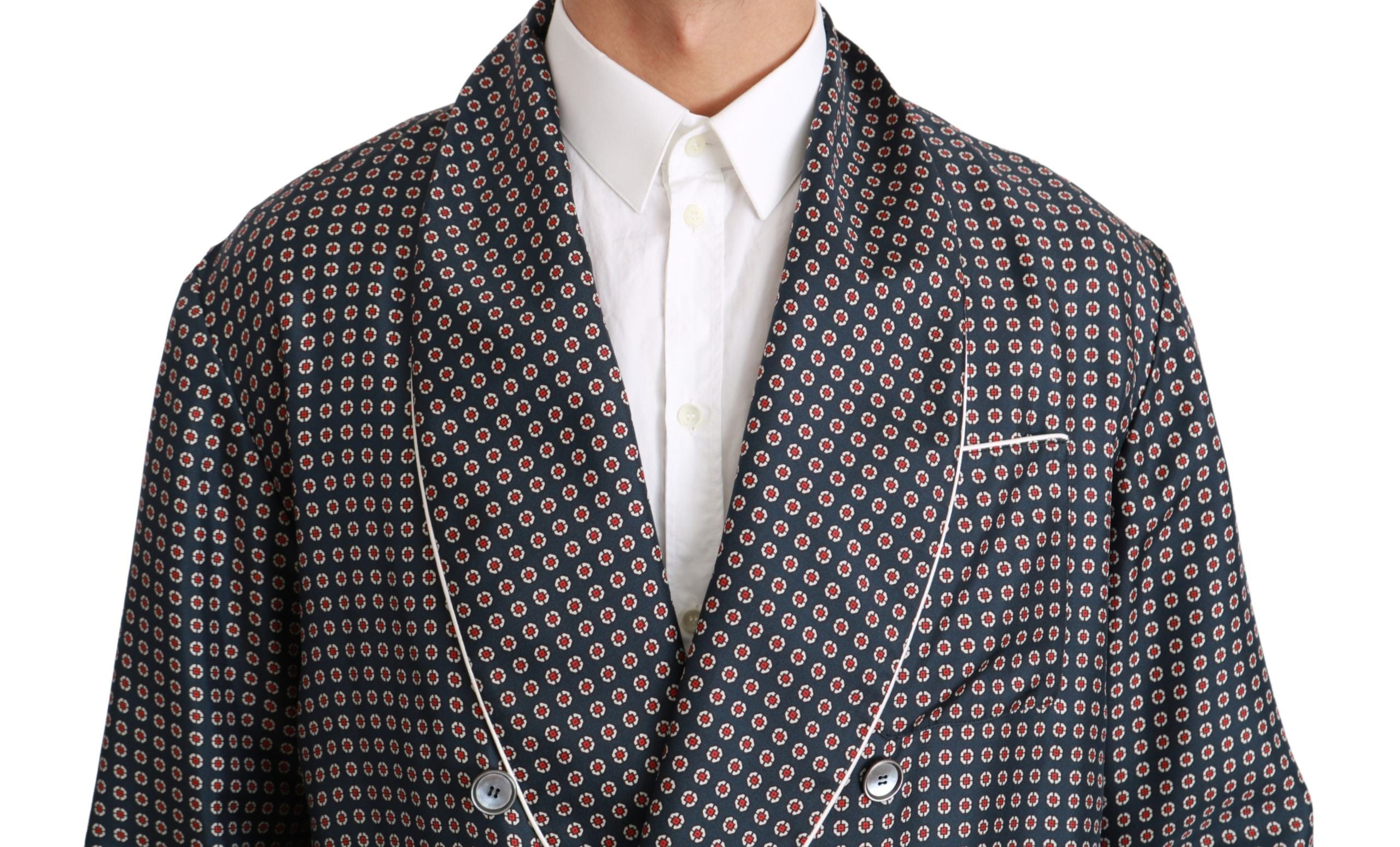 Dolce & Gabbana Eleganter zweireihiger Seidenmantel in Marineblau