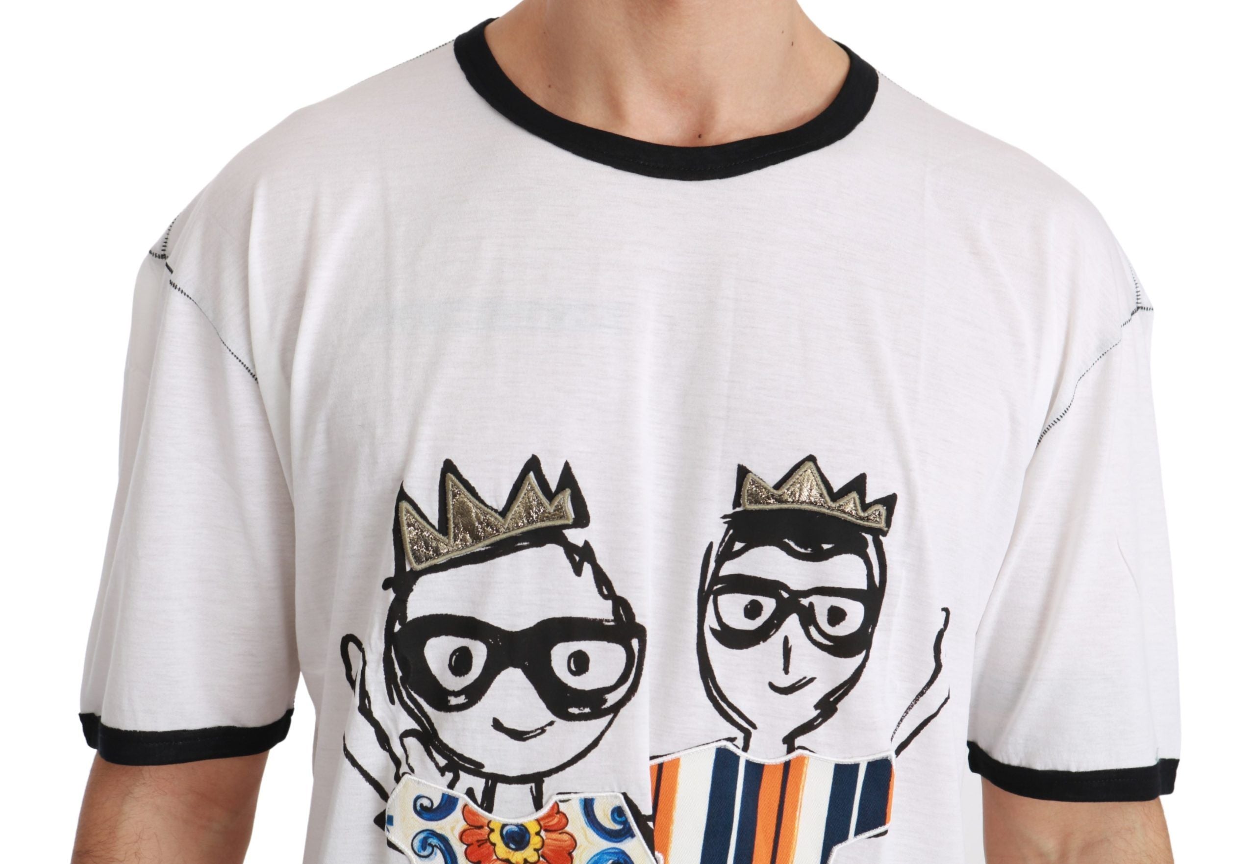 Dolce & Gabbana Elegantes weißes Herren-T-Shirt aus Seidenmischung