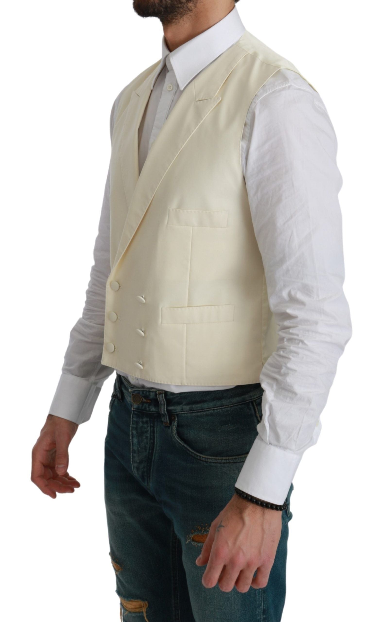 Dolce & Gabbana Elegante cremefarbene Wollweste