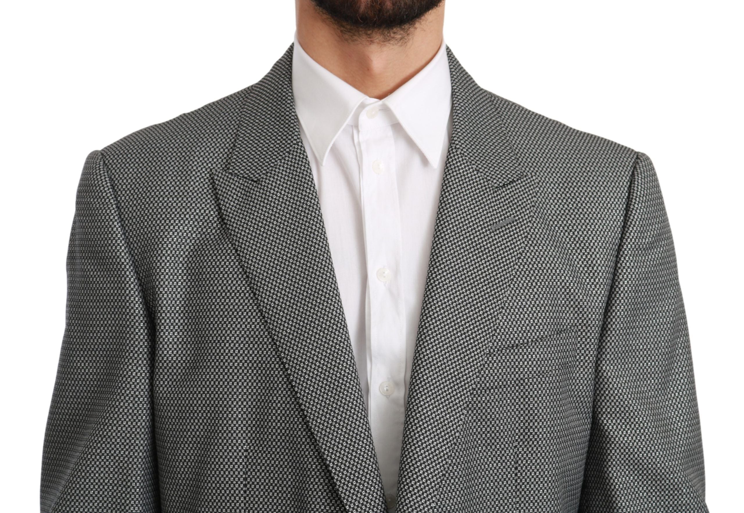 Dolce & Gabbana Eleganter Slim Fit Blazer mit grauem Fantasiemuster
