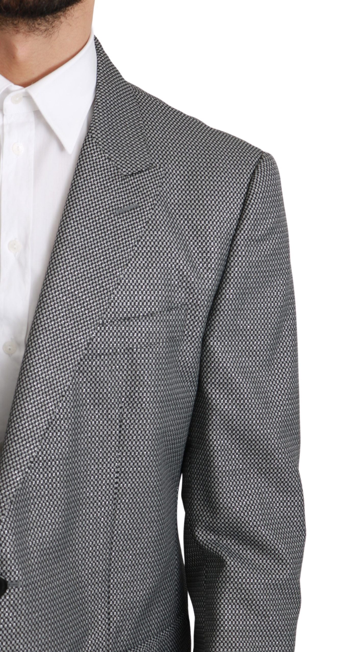Dolce & Gabbana Eleganter Slim Fit Blazer mit grauem Fantasiemuster