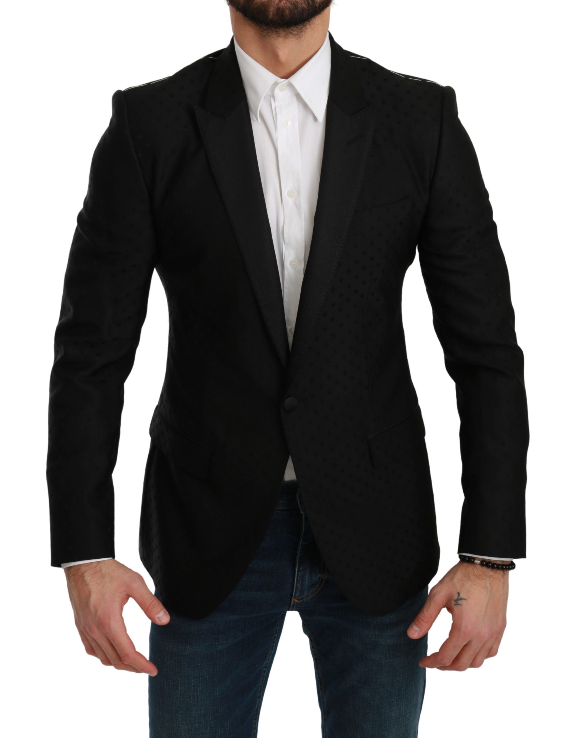 Dolce & Gabbana – Eleganter Blazer aus schwarzer Wollmischung mit Punkten