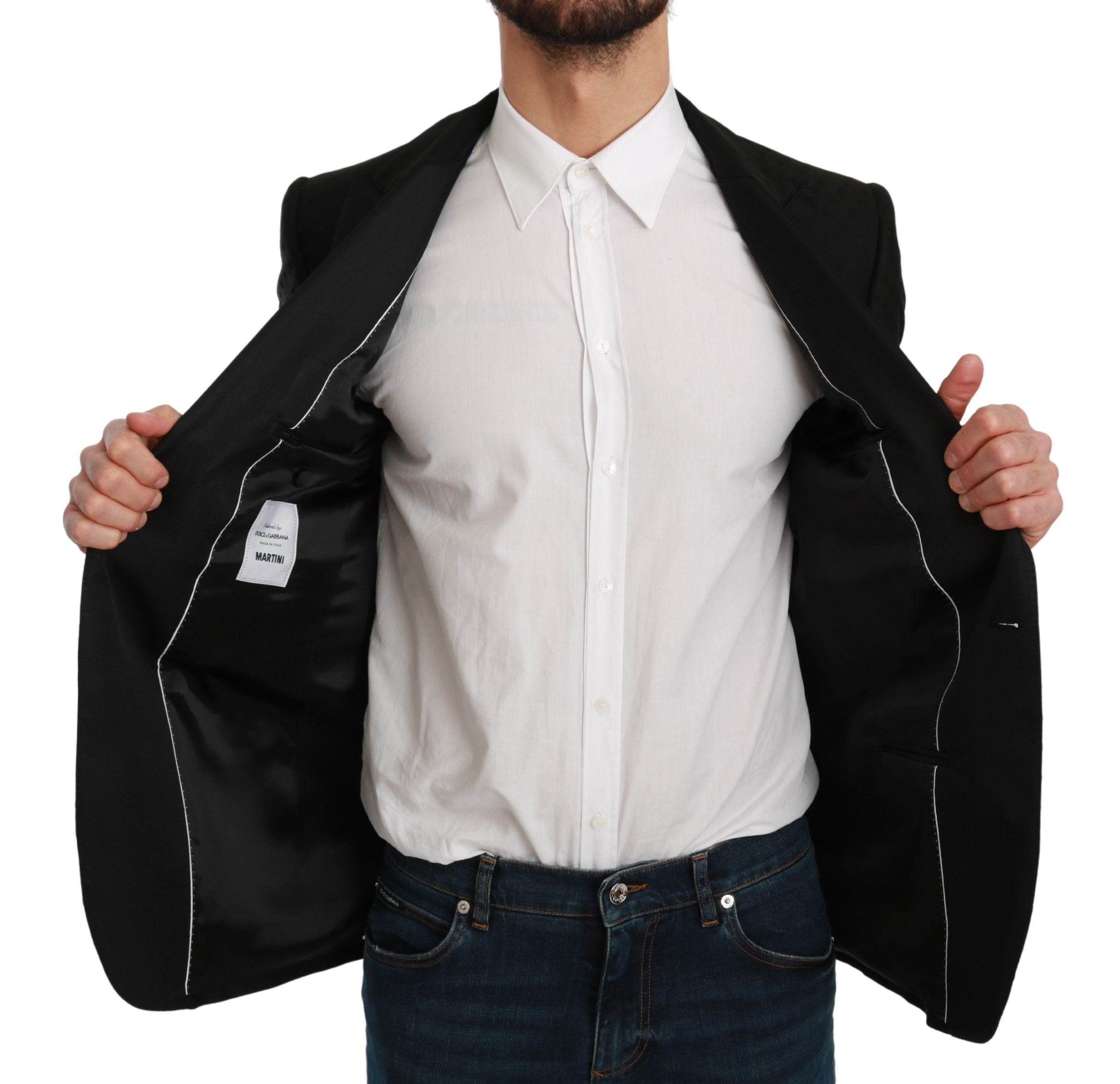 Dolce & Gabbana – Eleganter Blazer aus schwarzer Wollmischung mit Punkten