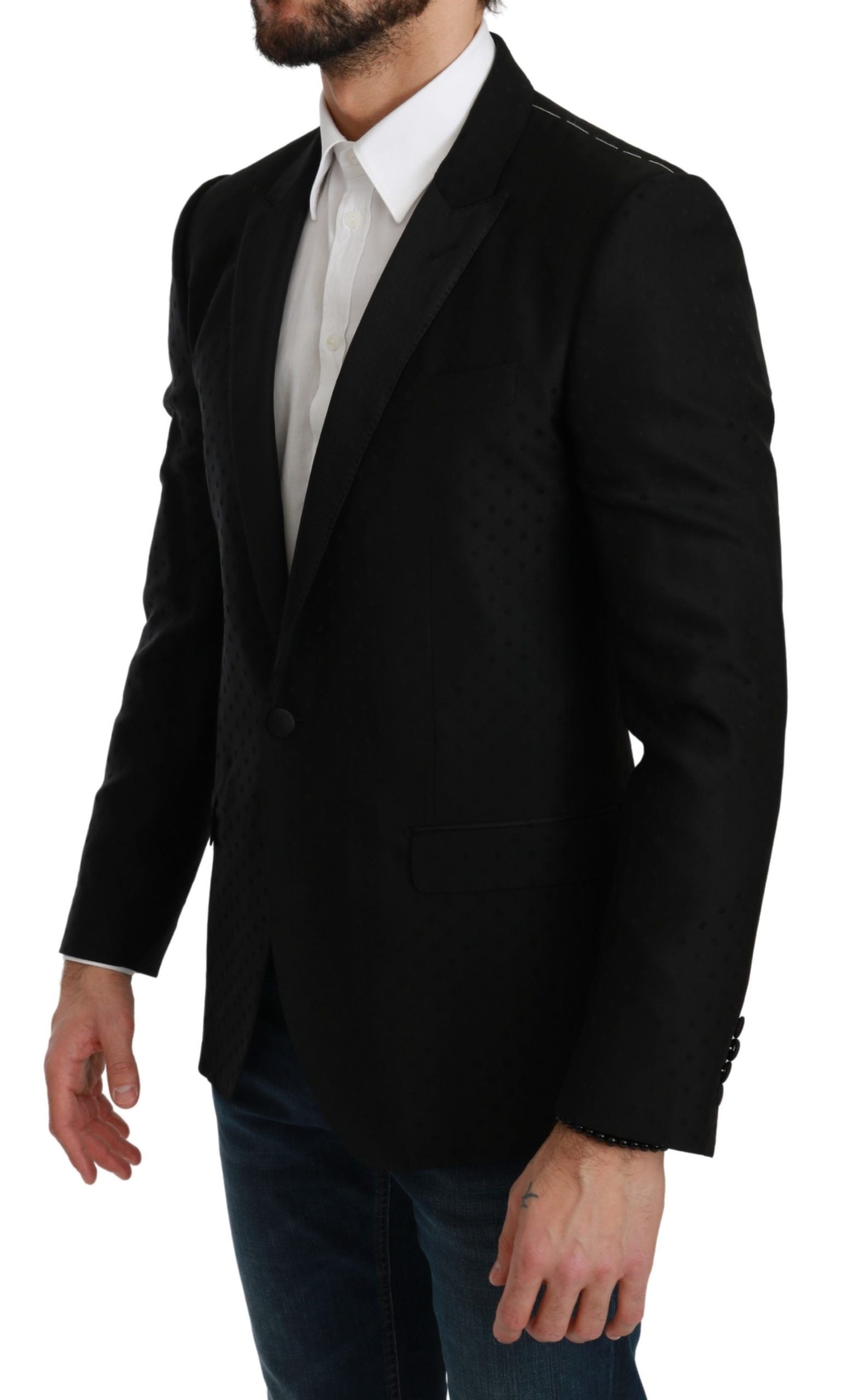 Dolce & Gabbana – Eleganter Blazer aus schwarzer Wollmischung mit Punkten