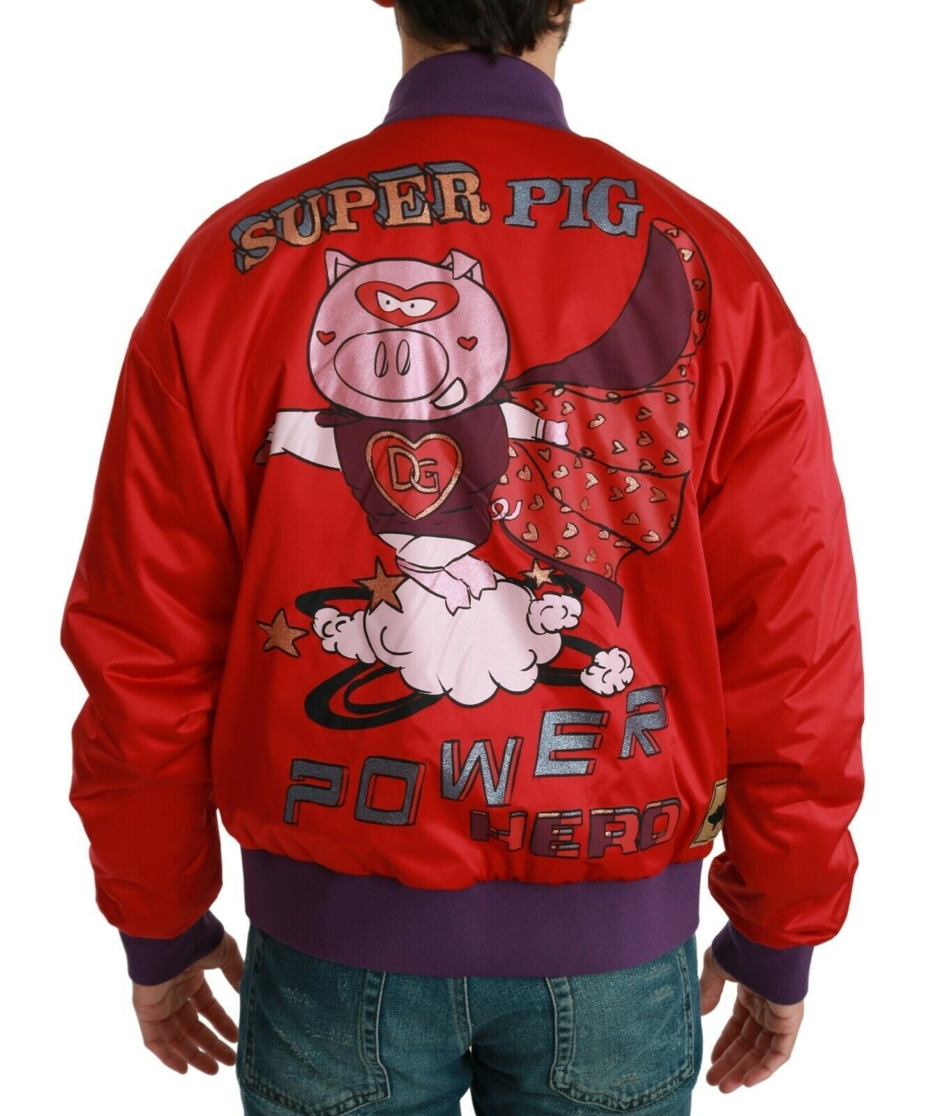 Dolce & Gabbana – Bomberjacke in leuchtendem Rot mit mehrfarbigem Motiv