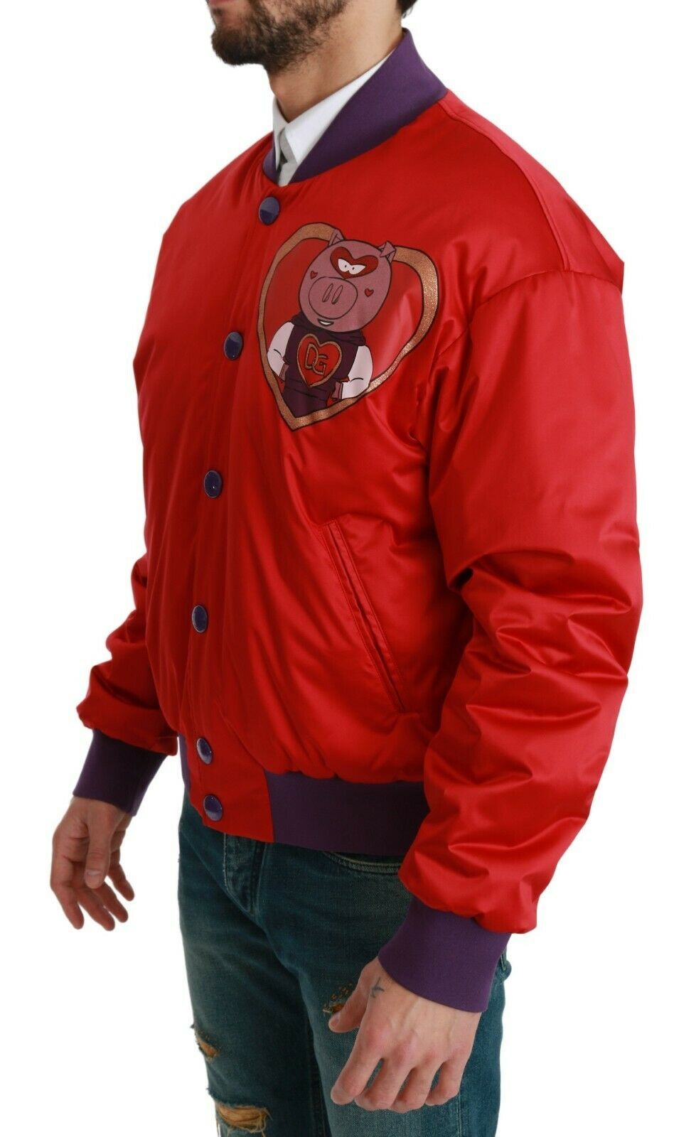 Dolce & Gabbana – Bomberjacke in leuchtendem Rot mit mehrfarbigem Motiv