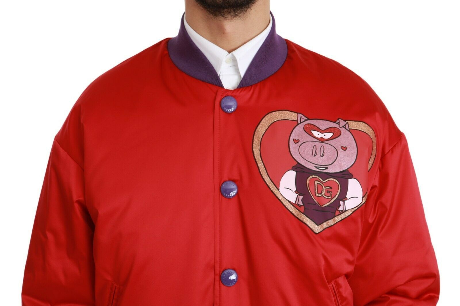 Dolce & Gabbana – Bomberjacke in leuchtendem Rot mit mehrfarbigem Motiv