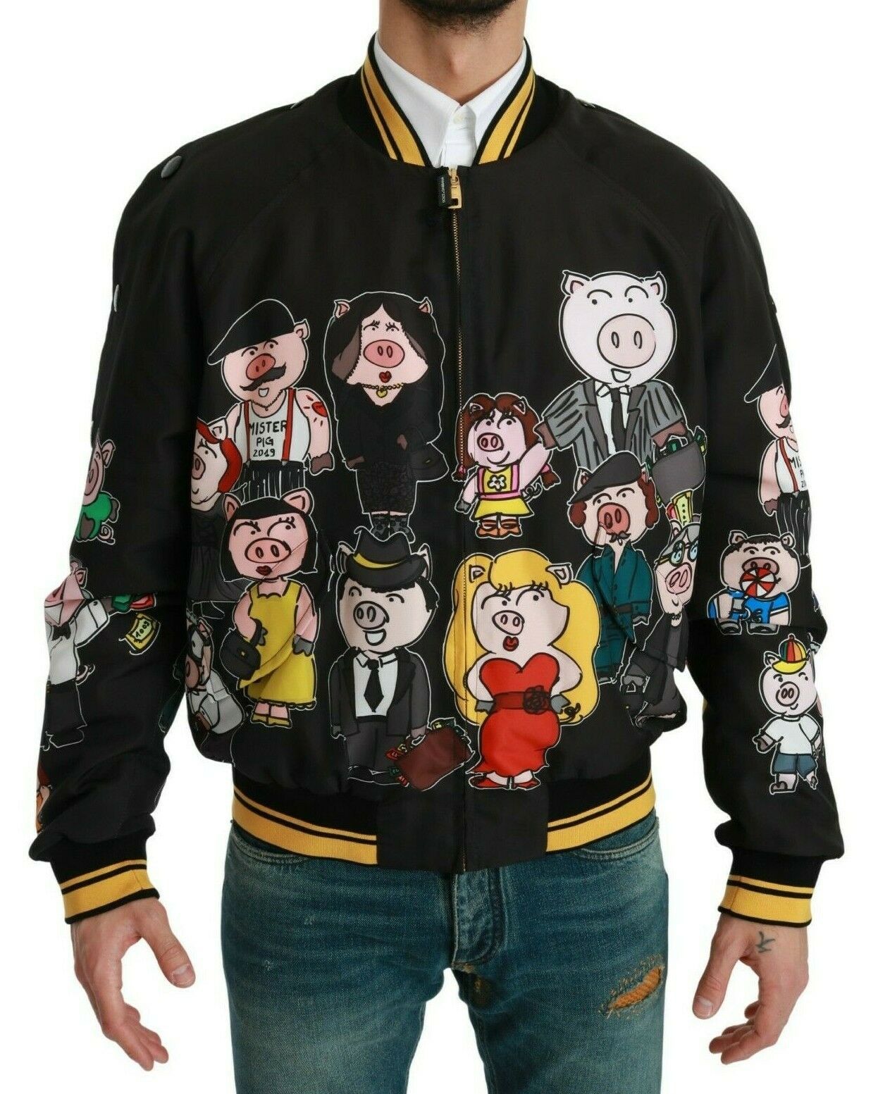 Jachetă stil bomber cu motive multicolore Dolce & Gabbana