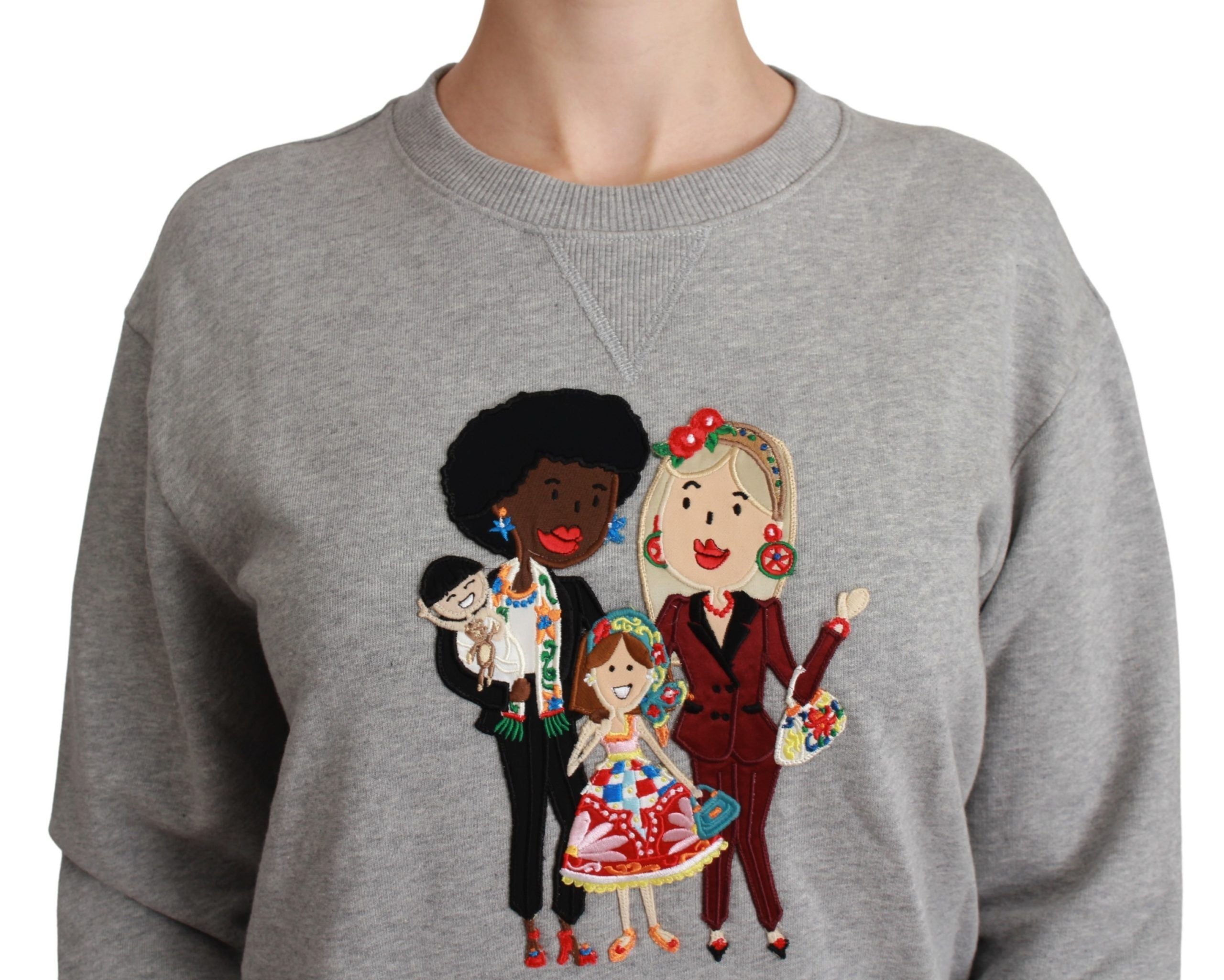 Dolce & Gabbana Eleganter mehrfarbiger Pullover mit Rundhalsausschnitt und Stickerei