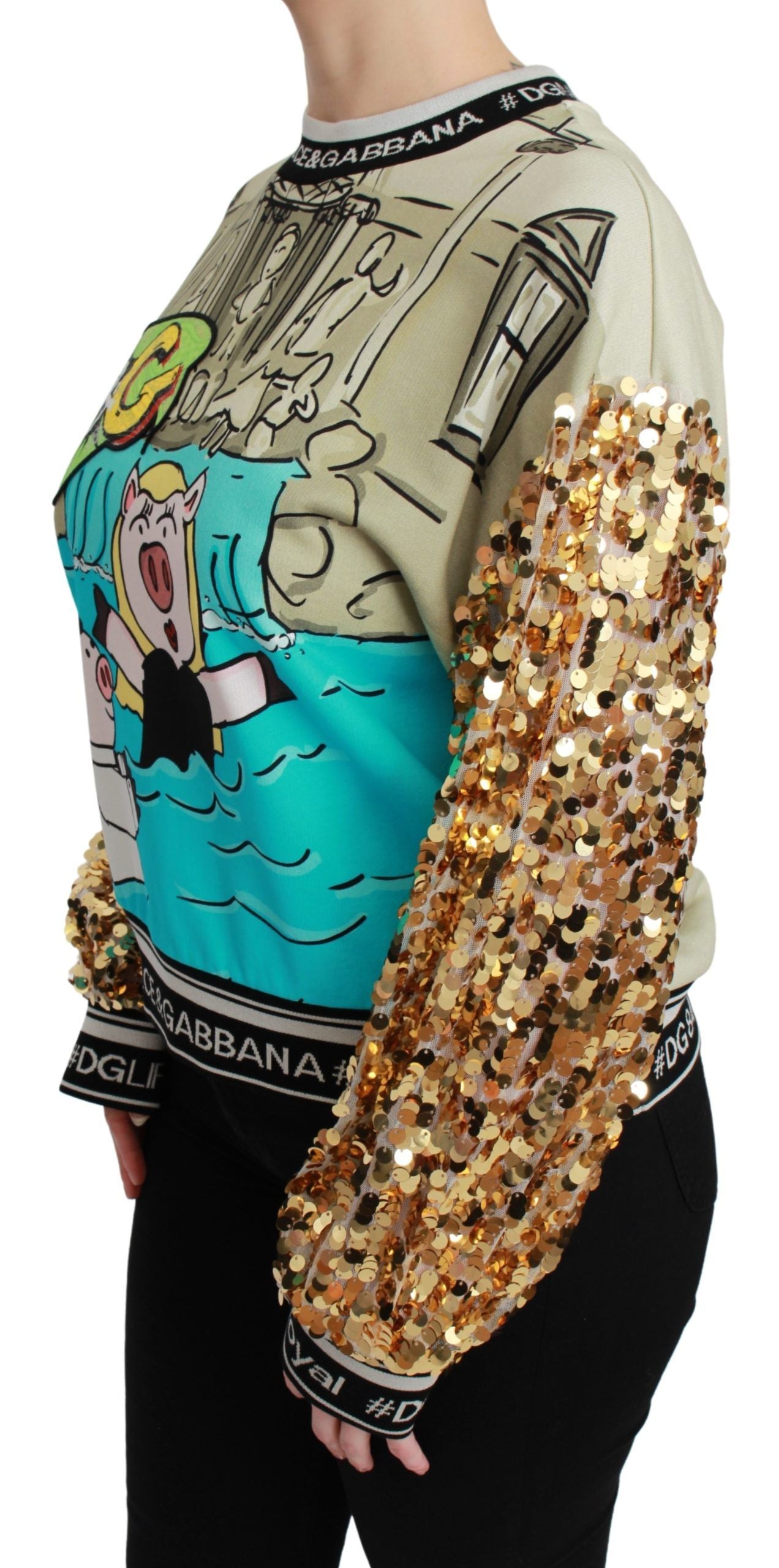 Dolce & Gabbana Chic Pullover mit mehrfarbigem Paillettenmotiv