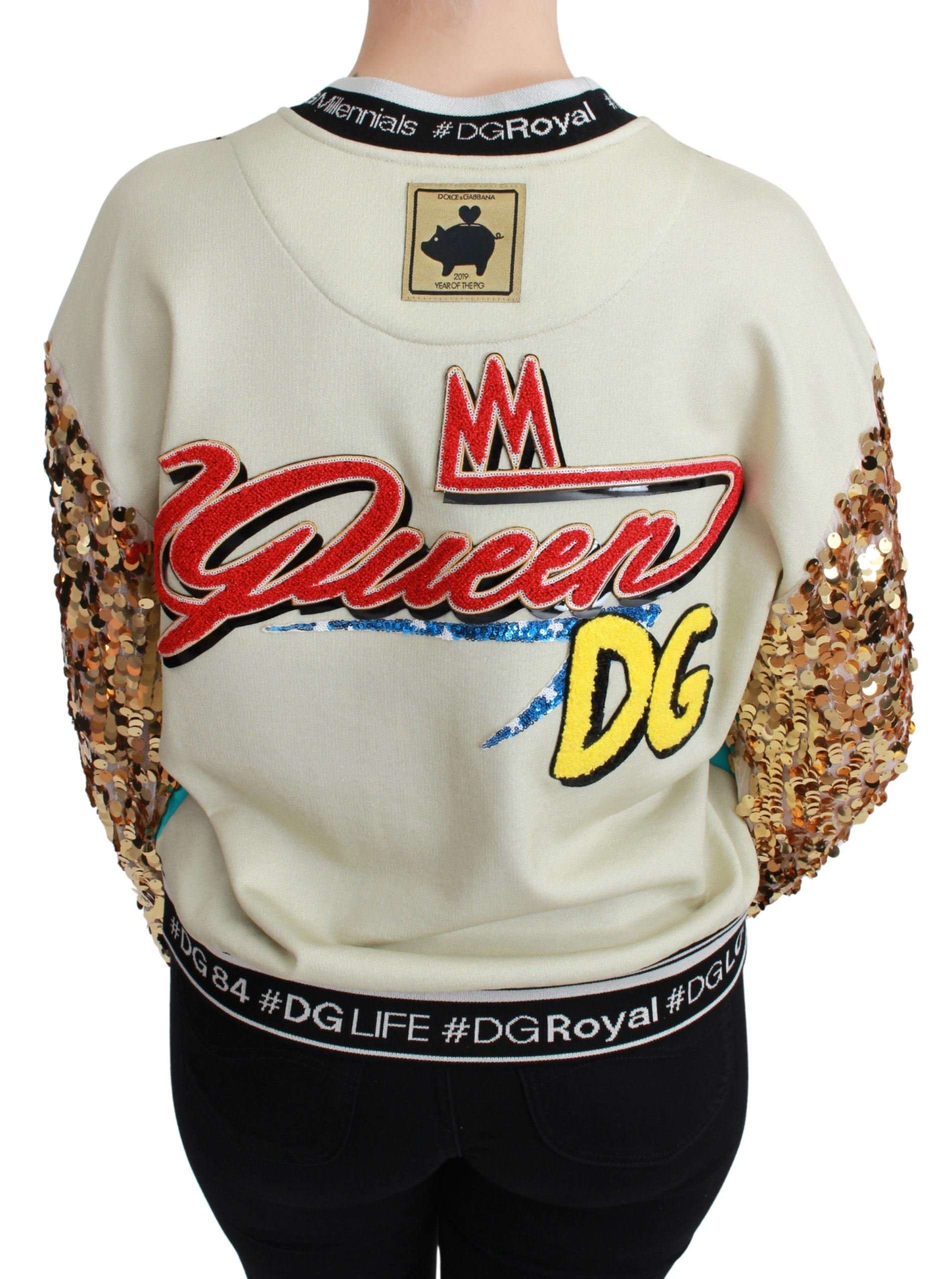 Dolce & Gabbana Chic Pullover mit mehrfarbigem Paillettenmotiv