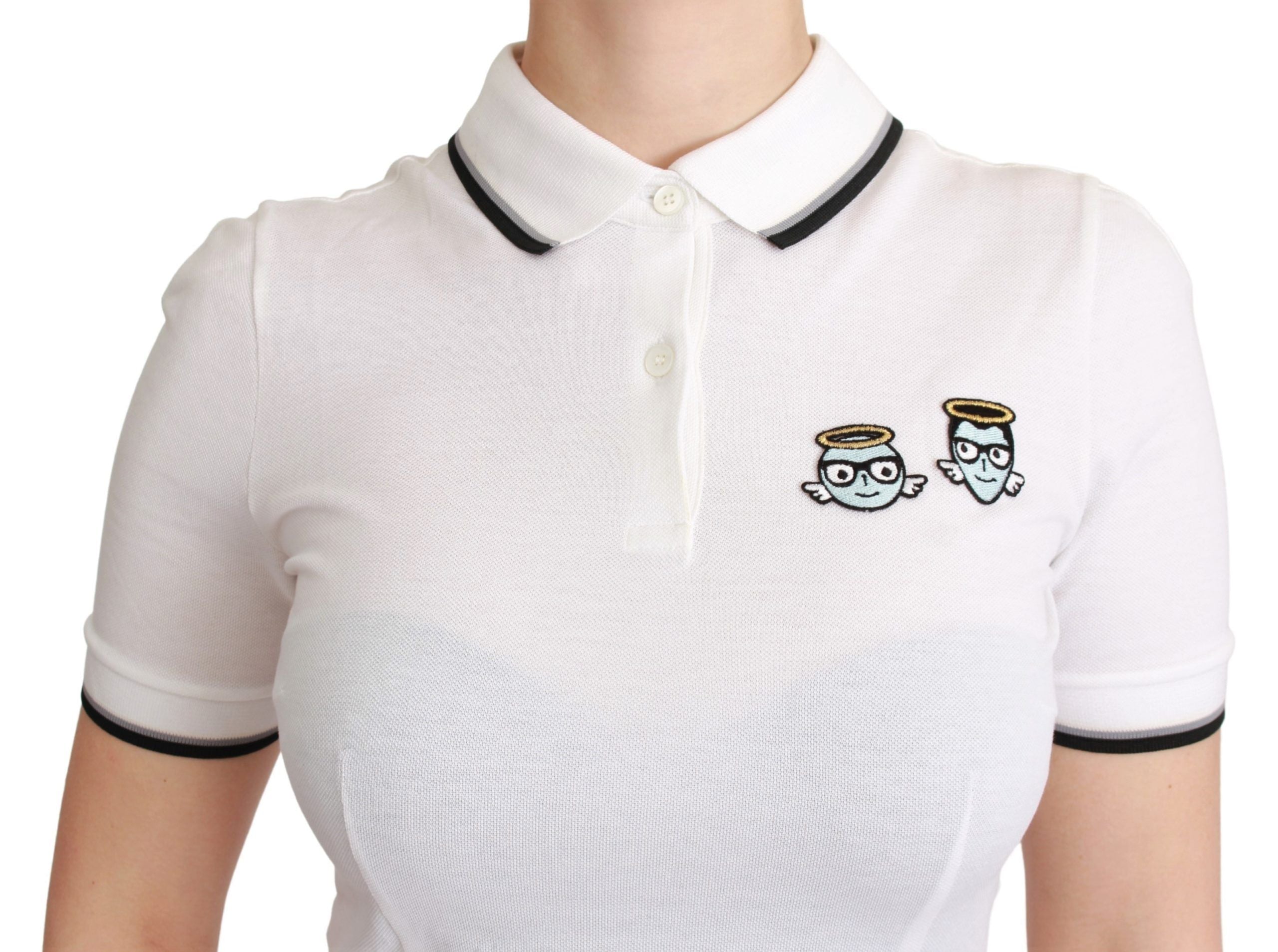 Dolce & Gabbana – Schickes Polo-T-Shirt mit Engel-Stickerei
