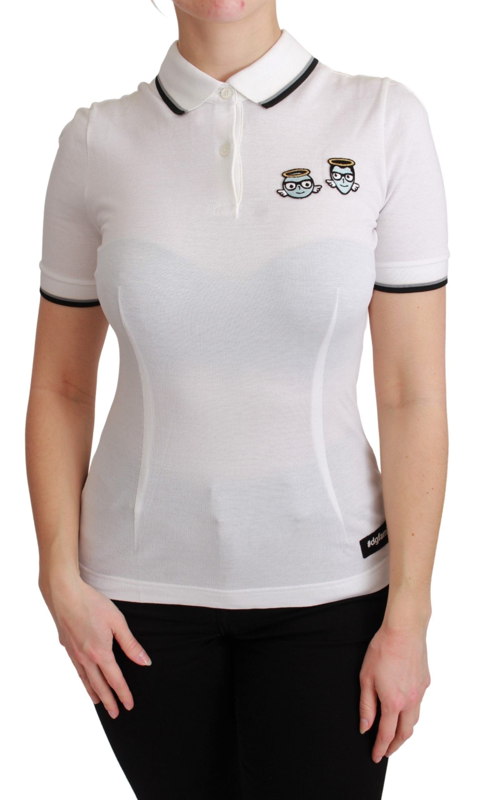 Dolce & Gabbana – Schickes Polo-T-Shirt mit Engel-Stickerei