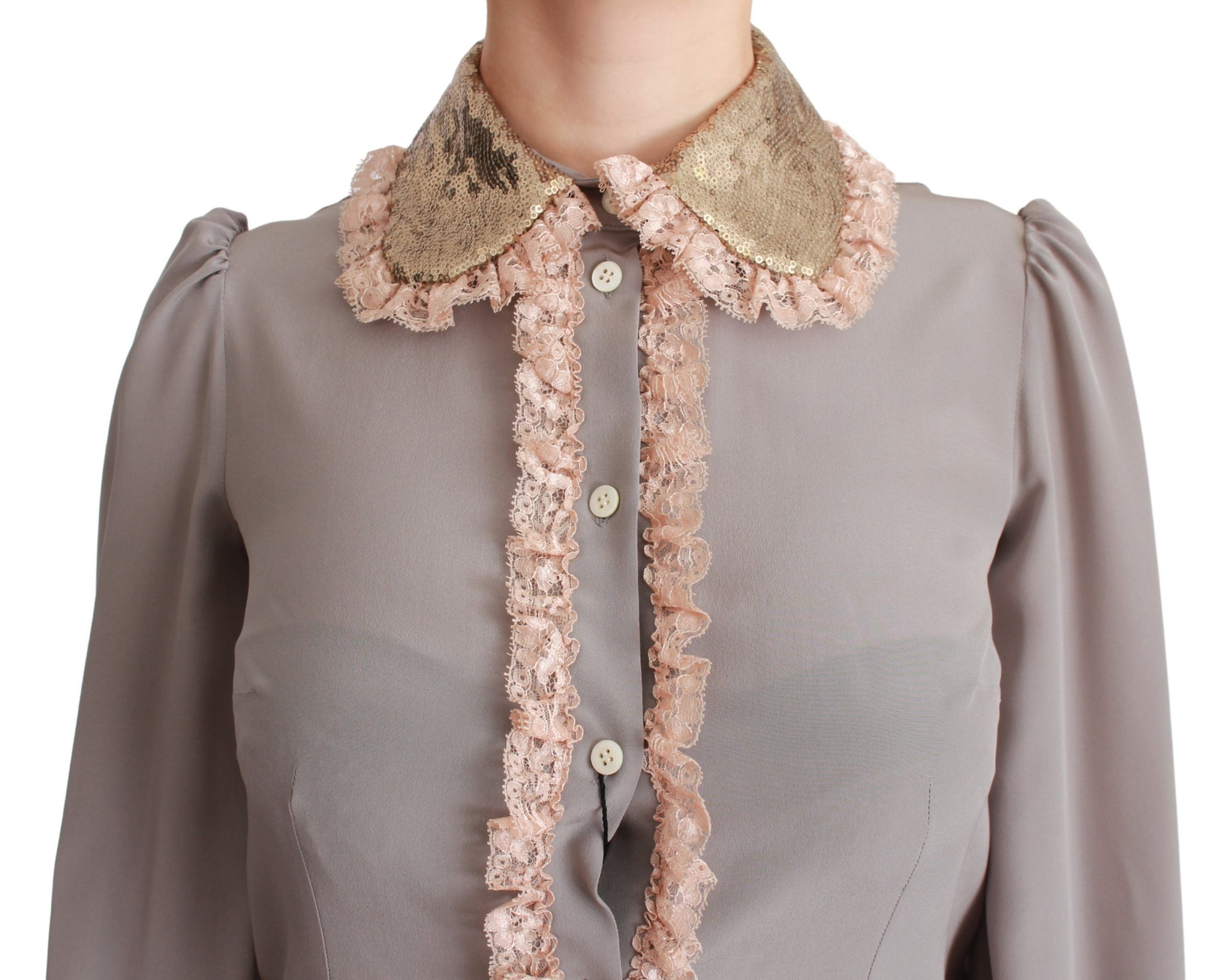 Dolce & Gabbana Elegantes Hemd aus Seidenmischung mit Paillettenkragen