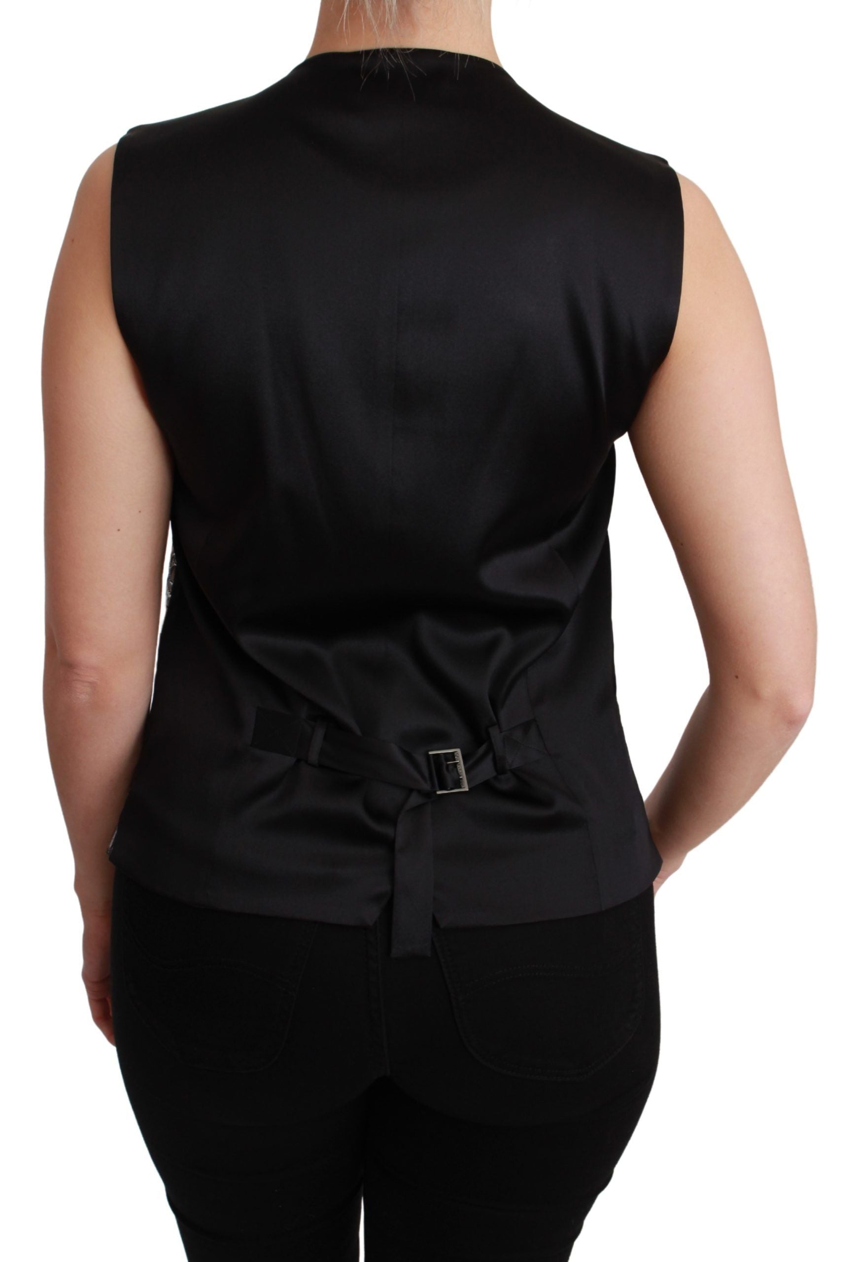 Dolce & Gabbana Elegante silberne ärmellose Brokatweste
