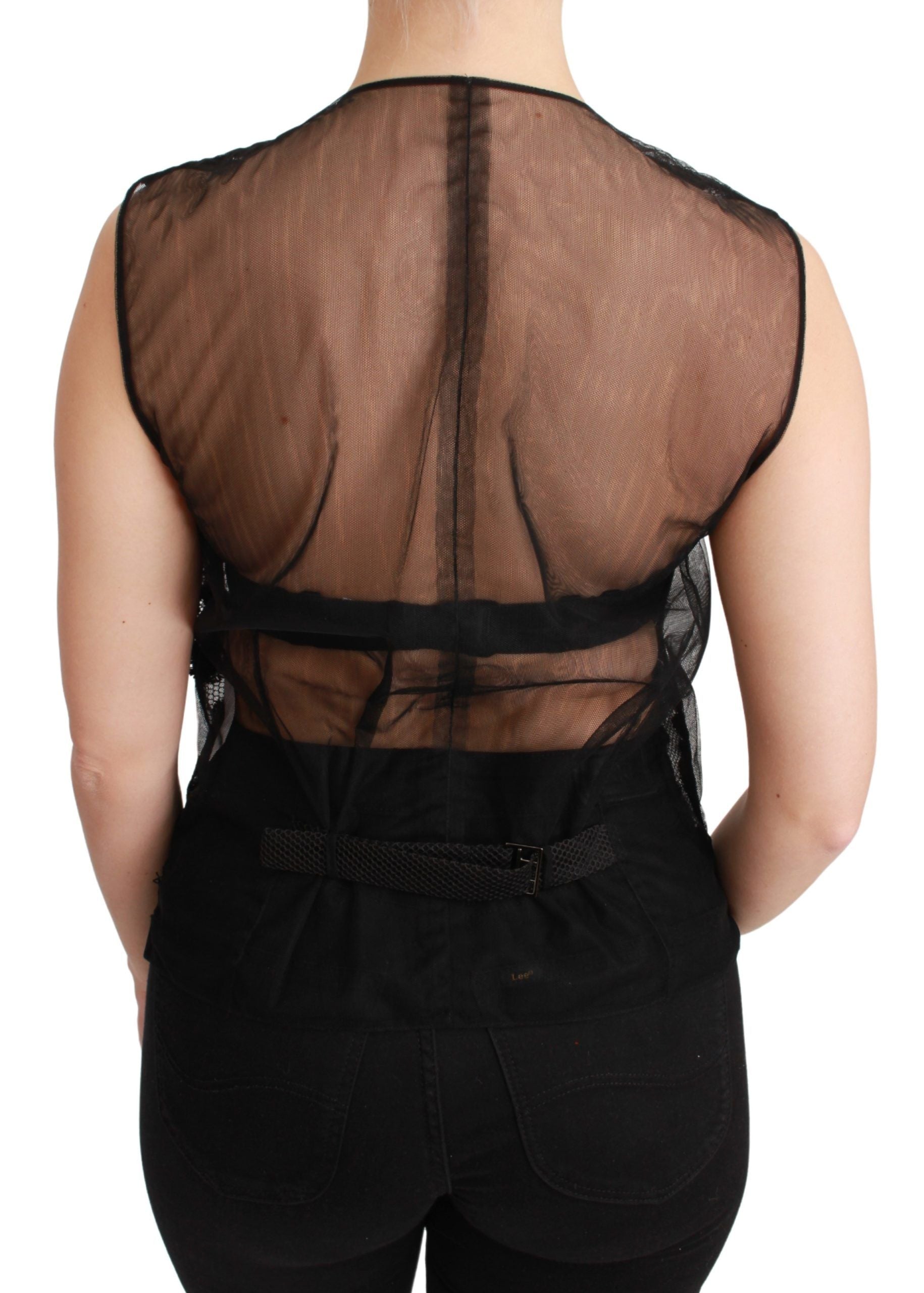 Vestă elegantă Dolce & Gabbana cu imprimeu floral negru din amestec de mătase