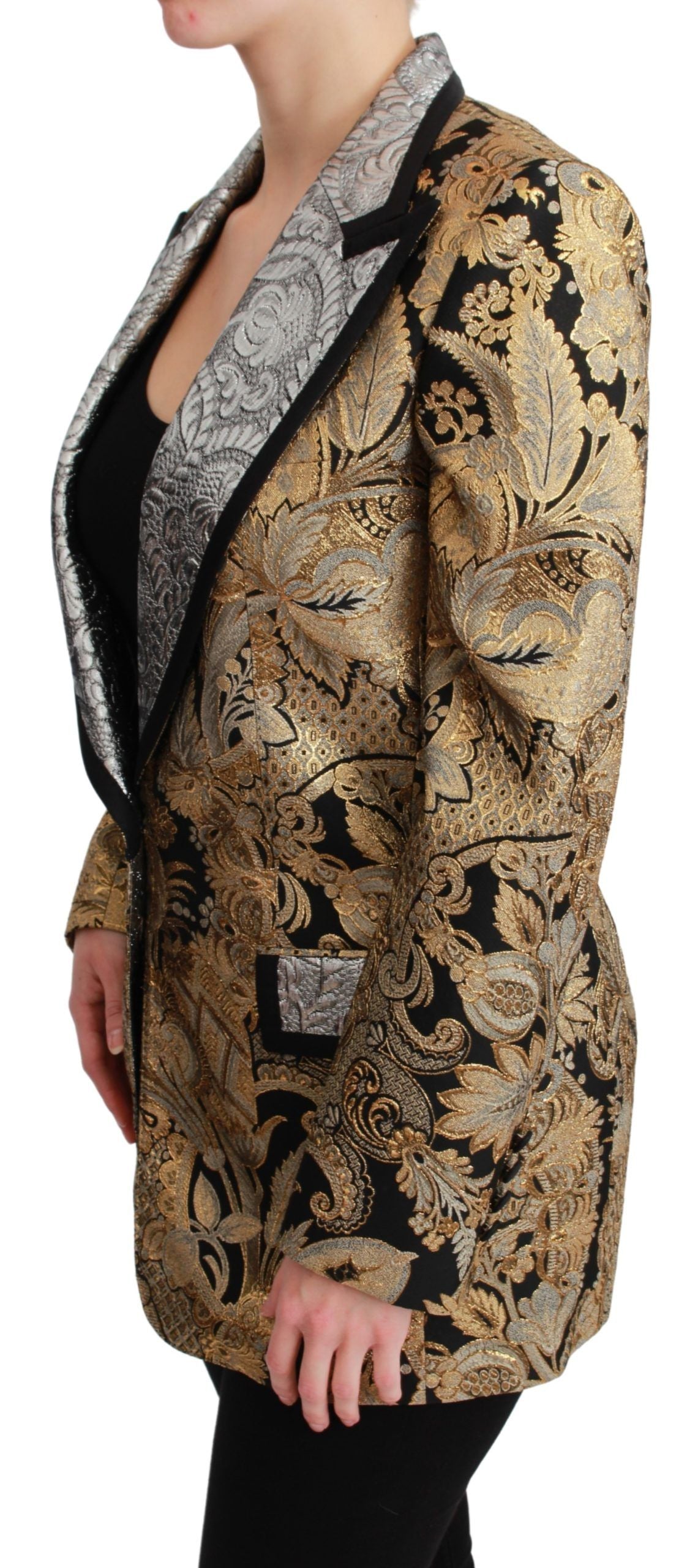 Dolce & Gabbana – Eleganter Blazer aus goldfarbenem Jacquard mit Blumenmuster
