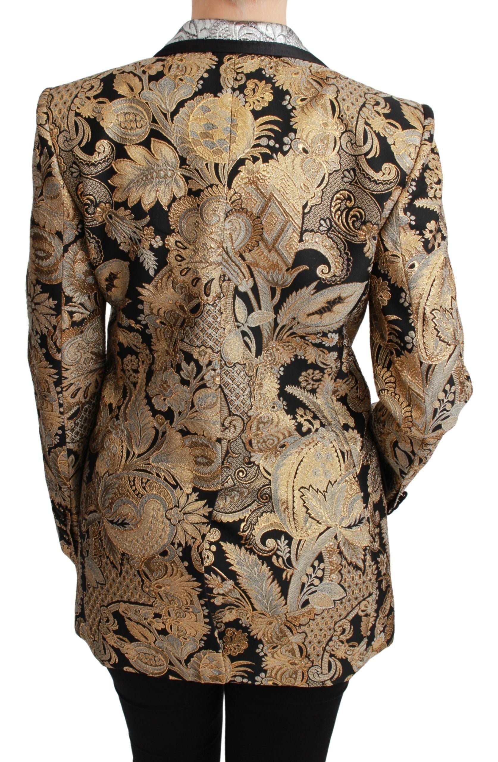 Dolce & Gabbana – Eleganter Blazer aus goldfarbenem Jacquard mit Blumenmuster