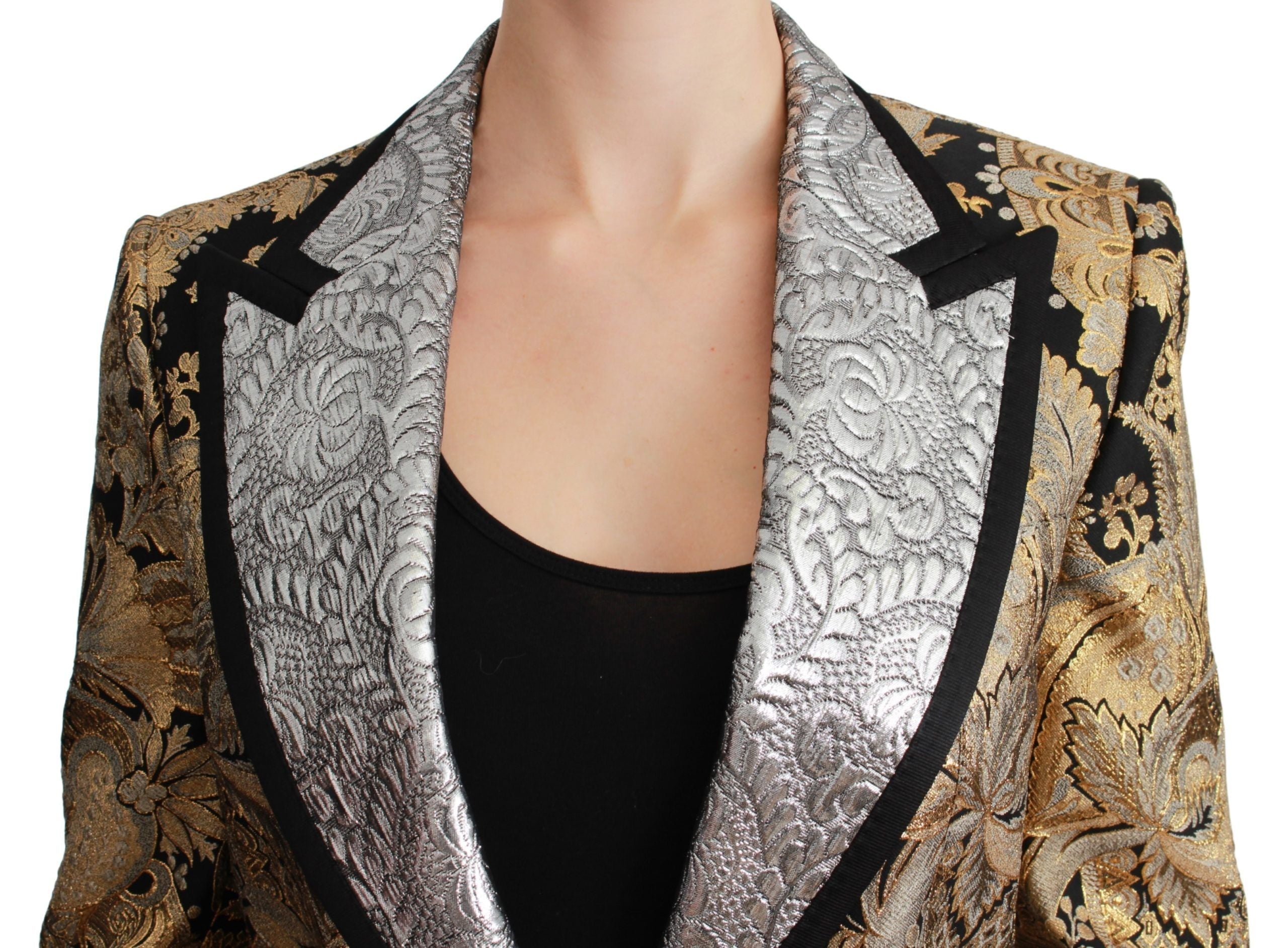 Dolce & Gabbana – Eleganter Blazer aus goldfarbenem Jacquard mit Blumenmuster