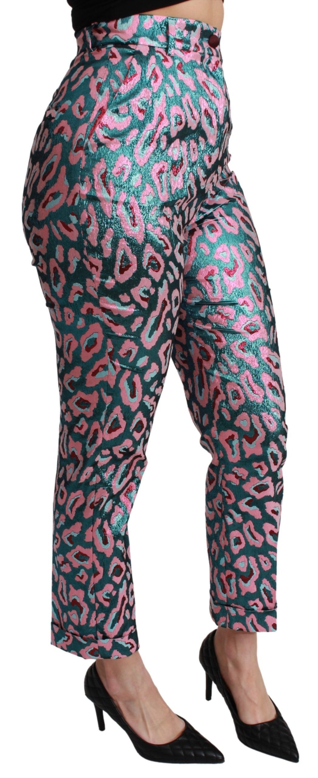 Dolce & Gabbana Pantaloni eleganți crop cu talie înaltă din amestec de mătase