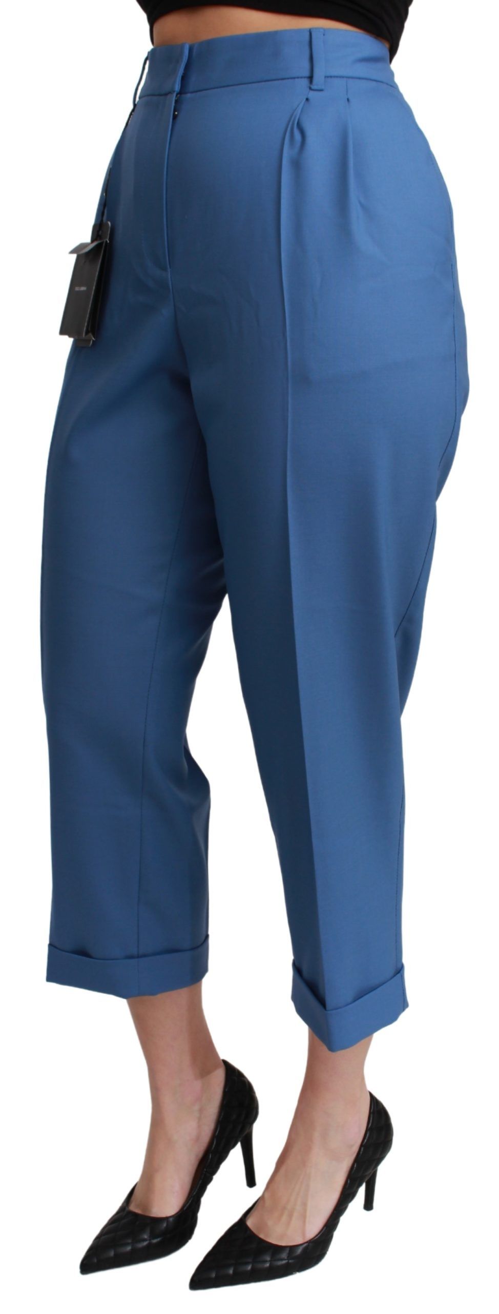 Dolce & Gabbana Elegante Plissee-Hose aus Wolle mit Bündchen