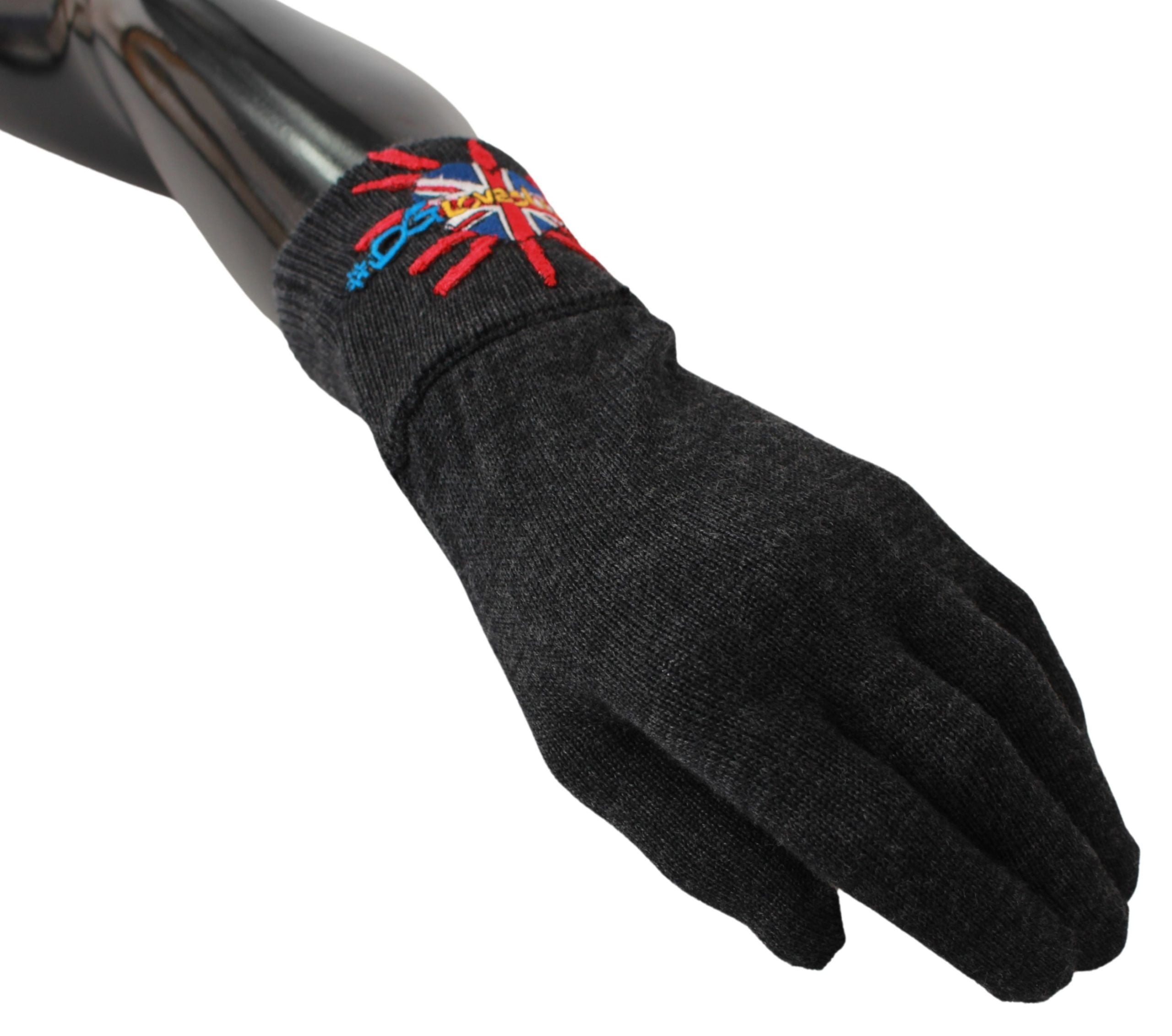 Dolce & Gabbana Graue Unisex-Handschuhe aus Schurwolle