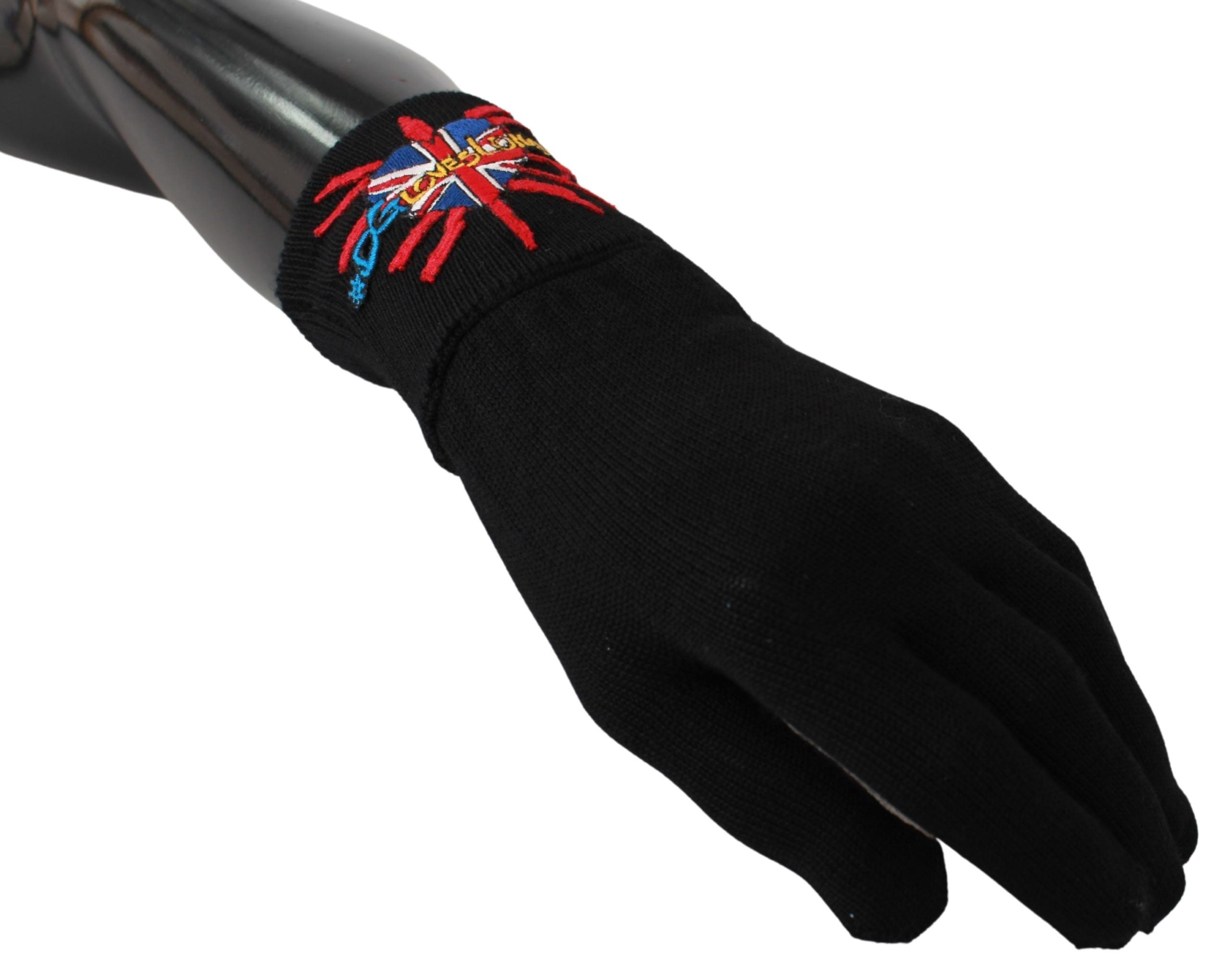 Dolce & Gabbana Elegante schwarze Unisex-Handschuhe aus Schurwolle