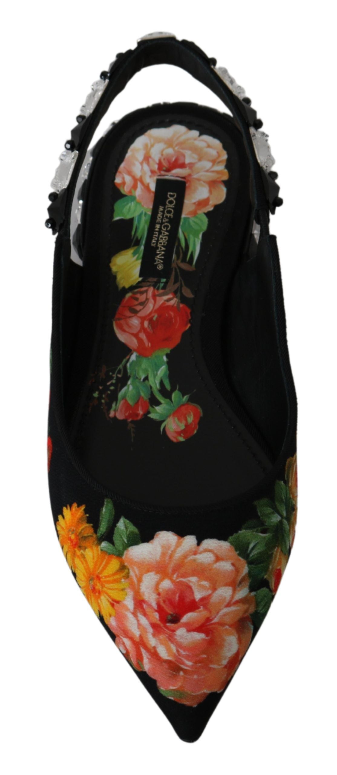 Dolce & Gabbana Elegante, mit Kristallen verzierte Flats mit Blumenmuster
