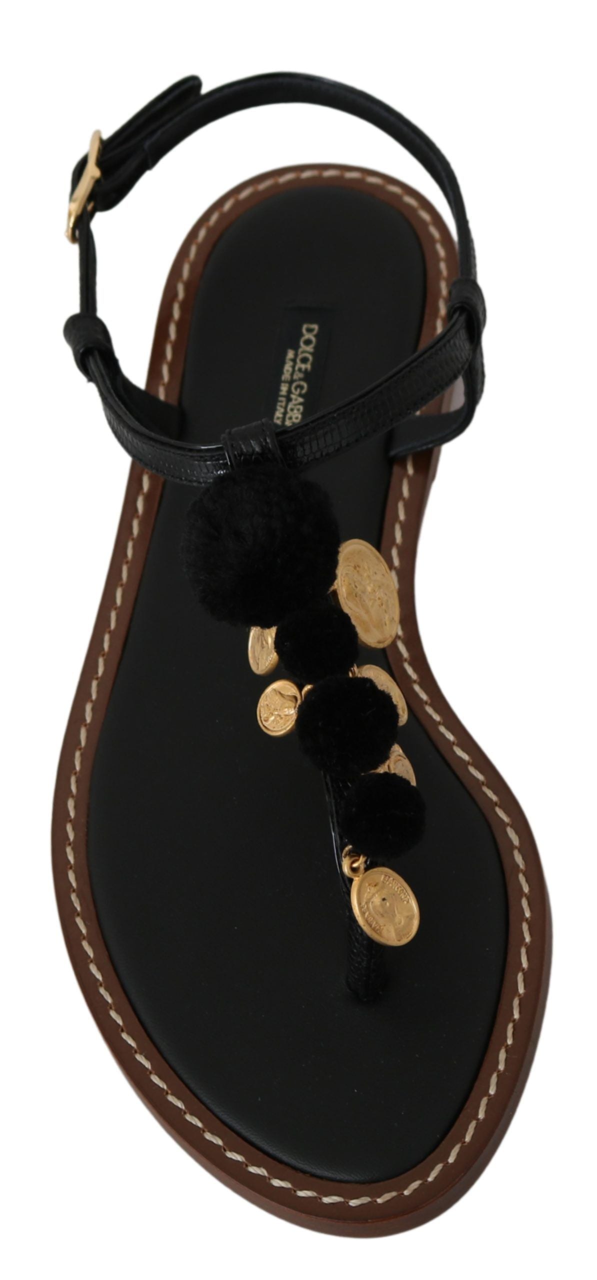 Dolce & Gabbana – Flip-Flops mit Knöchelriemen und Pom-Pom-Muster