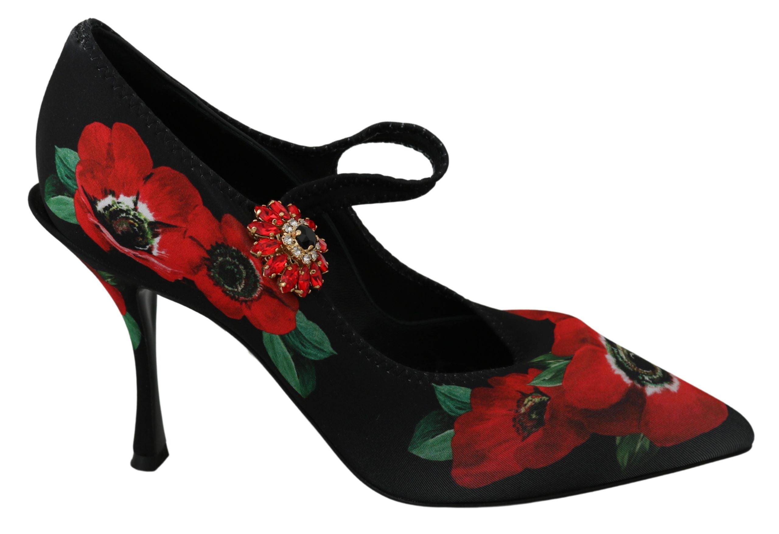 Dolce & Gabbana – Mary-Janes-Pumps mit Blumenmuster und Kristalldetail