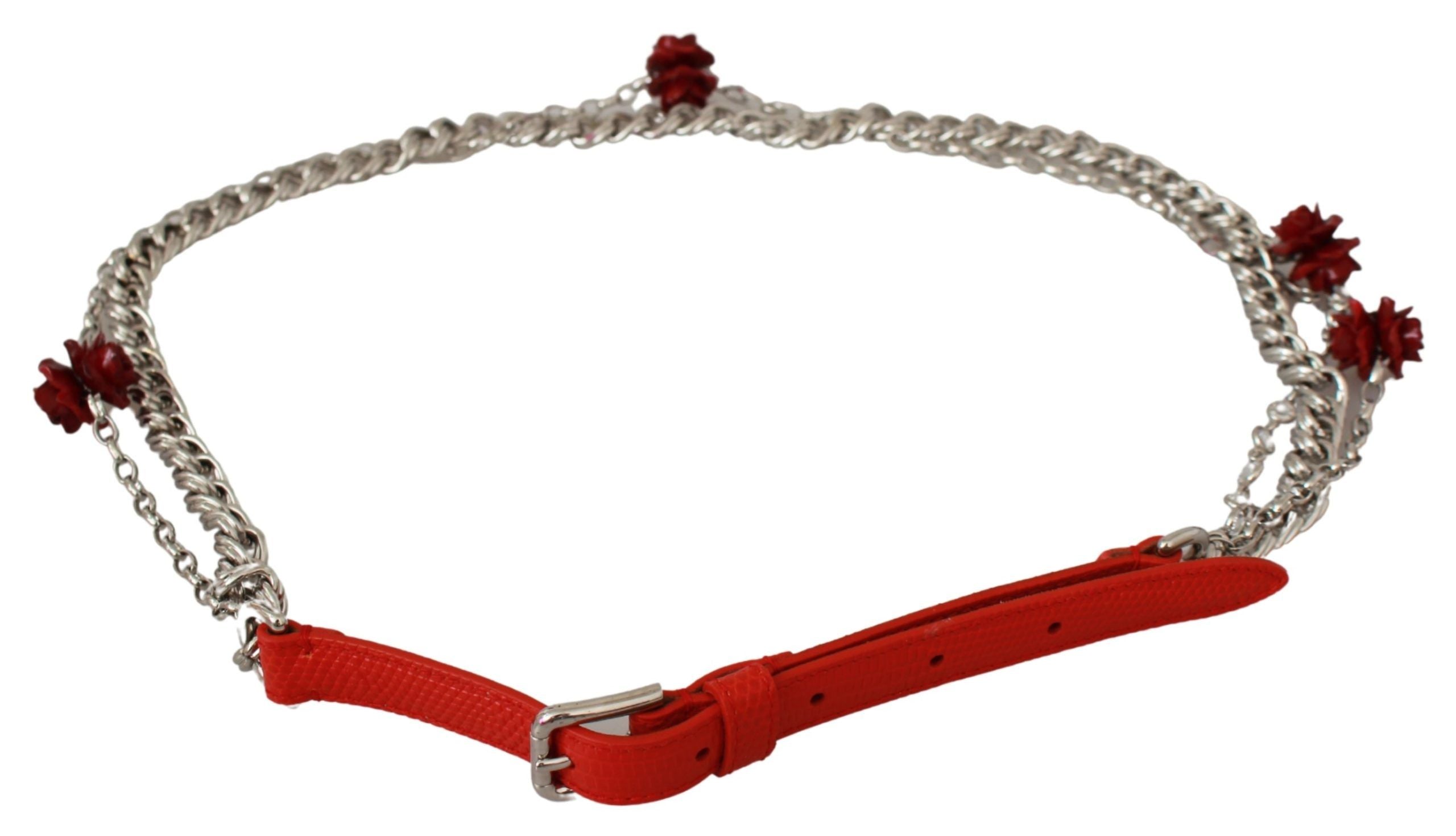 Dolce & Gabbana – Eleganter Taillengürtel mit Rosen-Blumenmuster in leuchtendem Rot