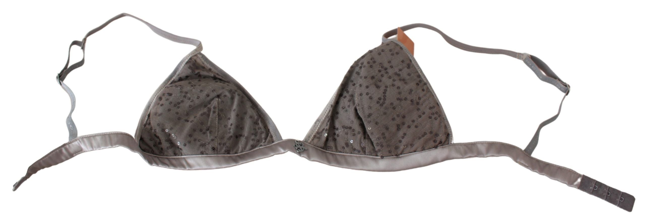 Ermanno Scervino Paillettengrauer Triangolo-BH Luxusunterwäsche