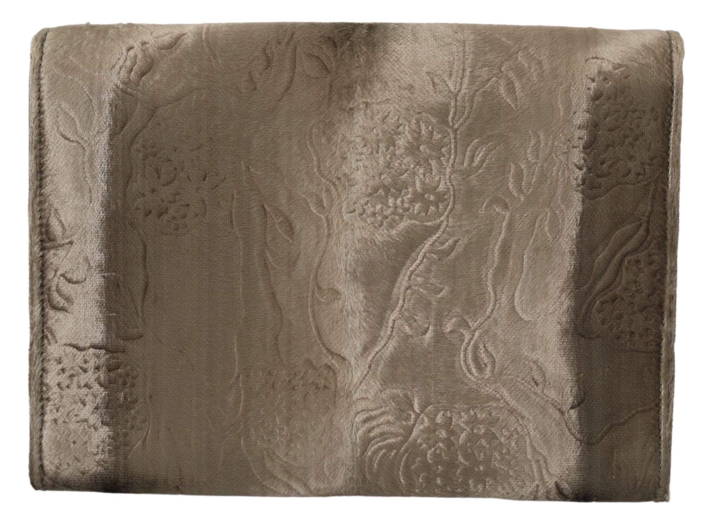 Dolce & Gabbana Beige Aktentasche aus Samt mit Kroko-Print