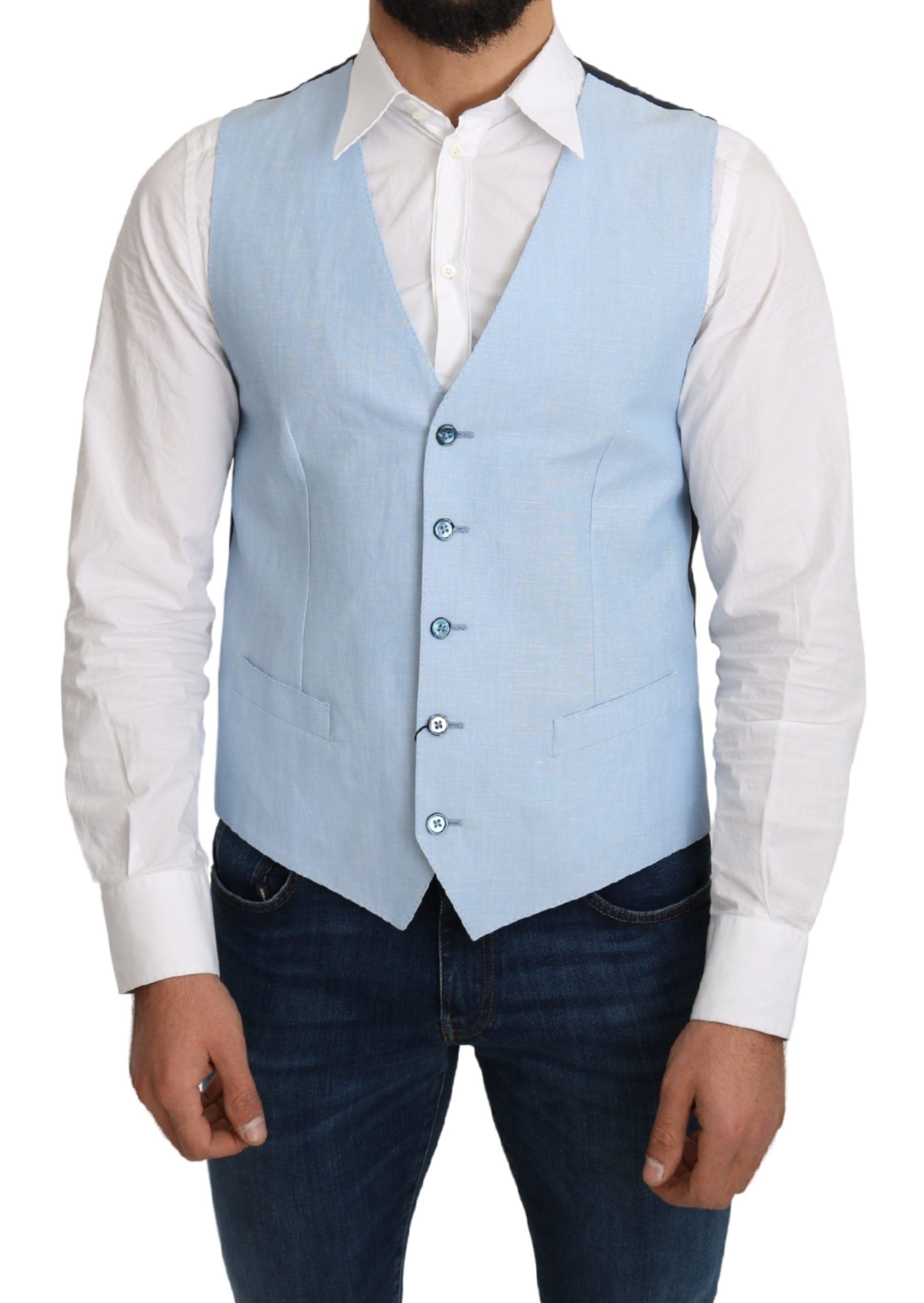 Dolce & Gabbana Elegante Azurblaue formelle Weste für Herren