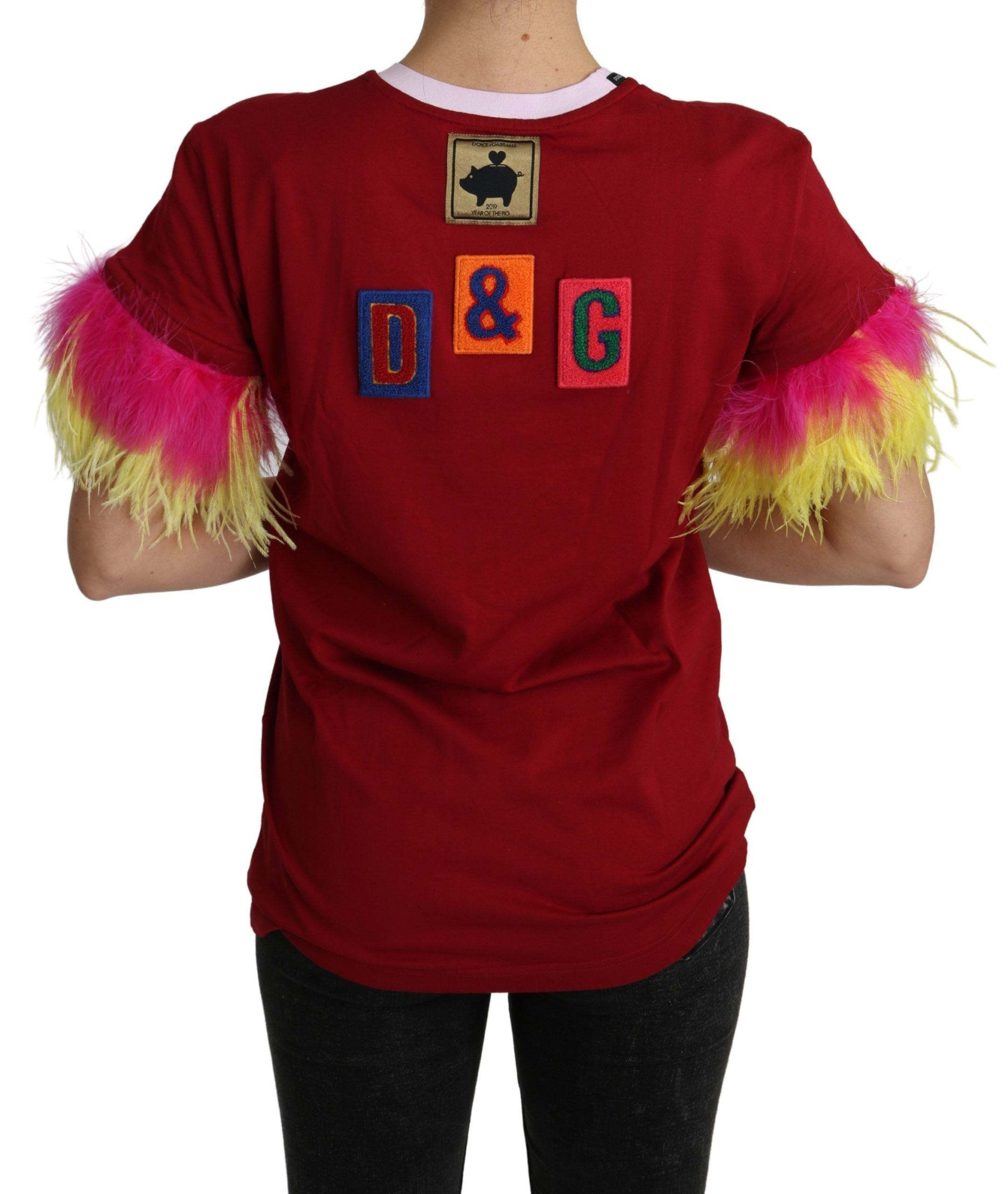 Tricou Dolce & Gabbana Chic Red Pig cu guler rotund